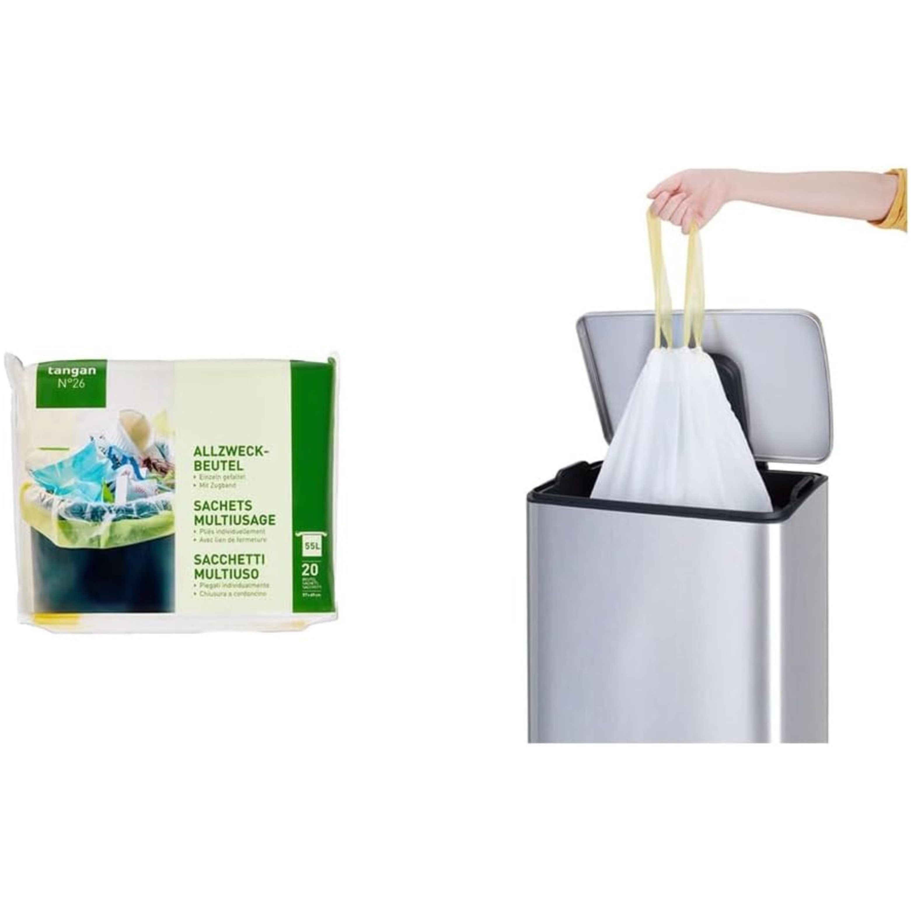 Migros Müllbeutel Allzweckbeutel mit Zugband Einzeln gefaltet 55L