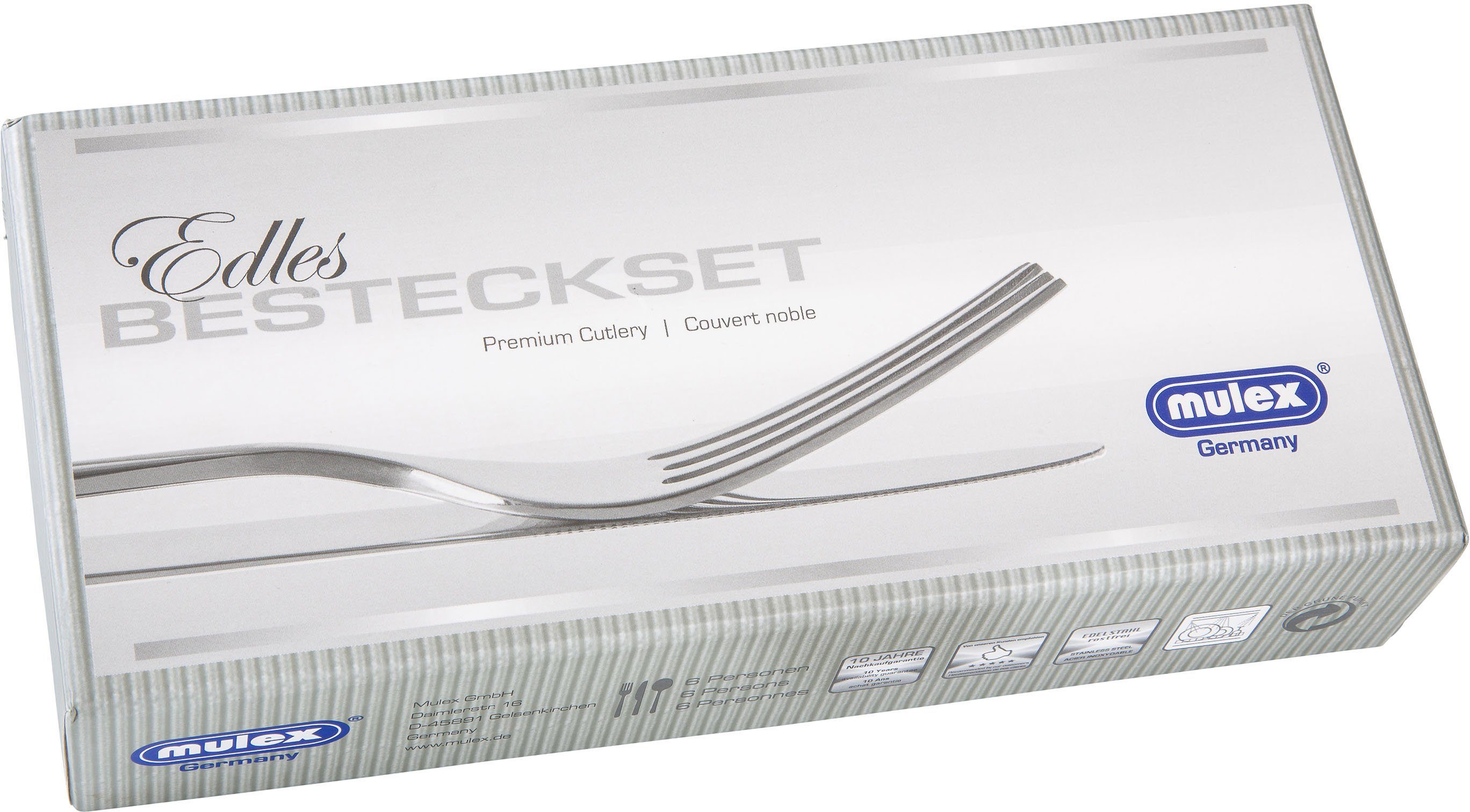 Mulex Besteck-Set Madison (30-tlg), 6 Personen, Edelstahl 18/10, gehämmert