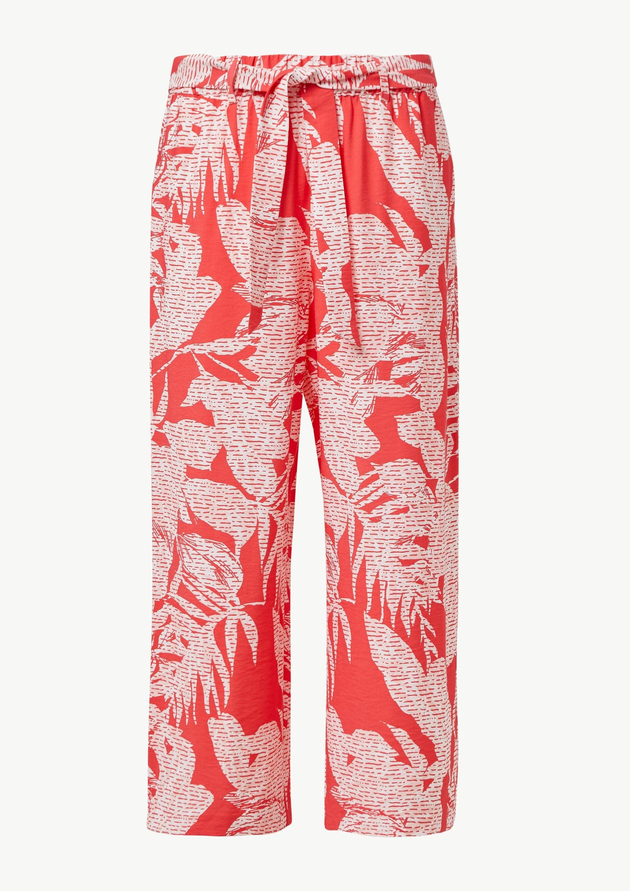 comma Culotte Hose Crop-Hose aus Viskosemix im Relaxed Fit mit All-over-Print