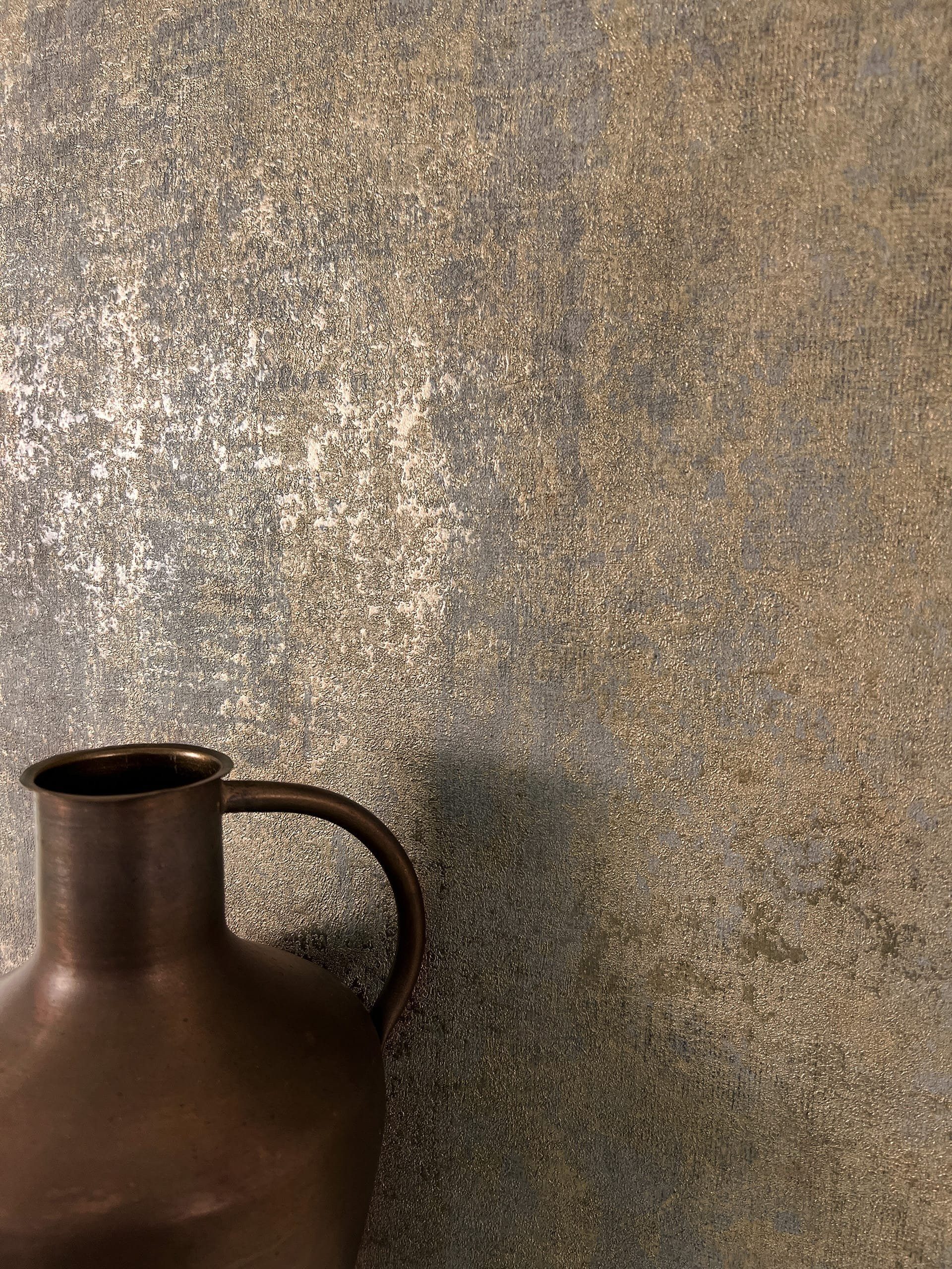 Newroom Vliestapete, Taupe Tapete Modern Beton - Betonoptik Betonwand Gold günstig online kaufen