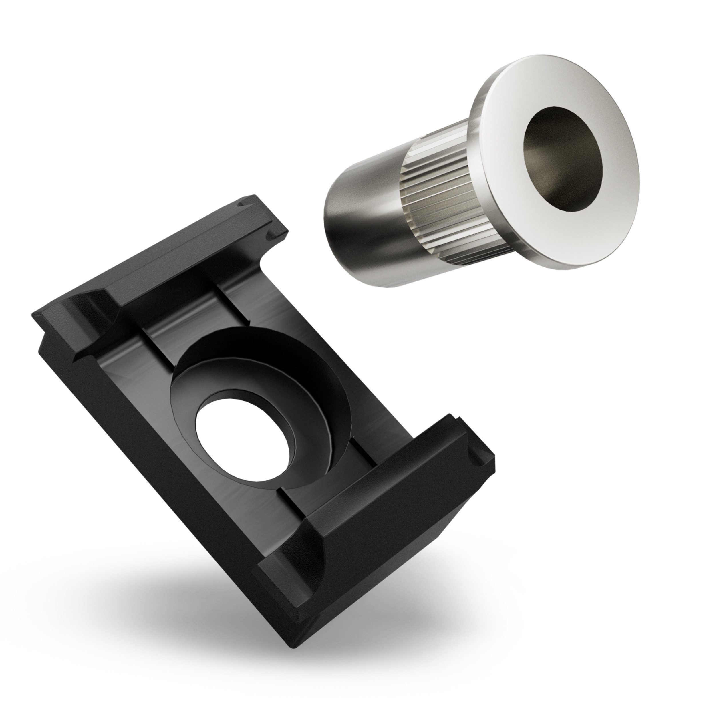 Qualinos Doppelstabmattenzaun Befestigung Klemmbock universal & V2A Nietmutter - auch für Eckpfosten, (Vorteilspack, 10-St., UV-Schaden-Reparaturset und Eckverbindungsset), Edelstahl, Halteklammer UV-stabilisiert Made in Germany und NO-BREAK