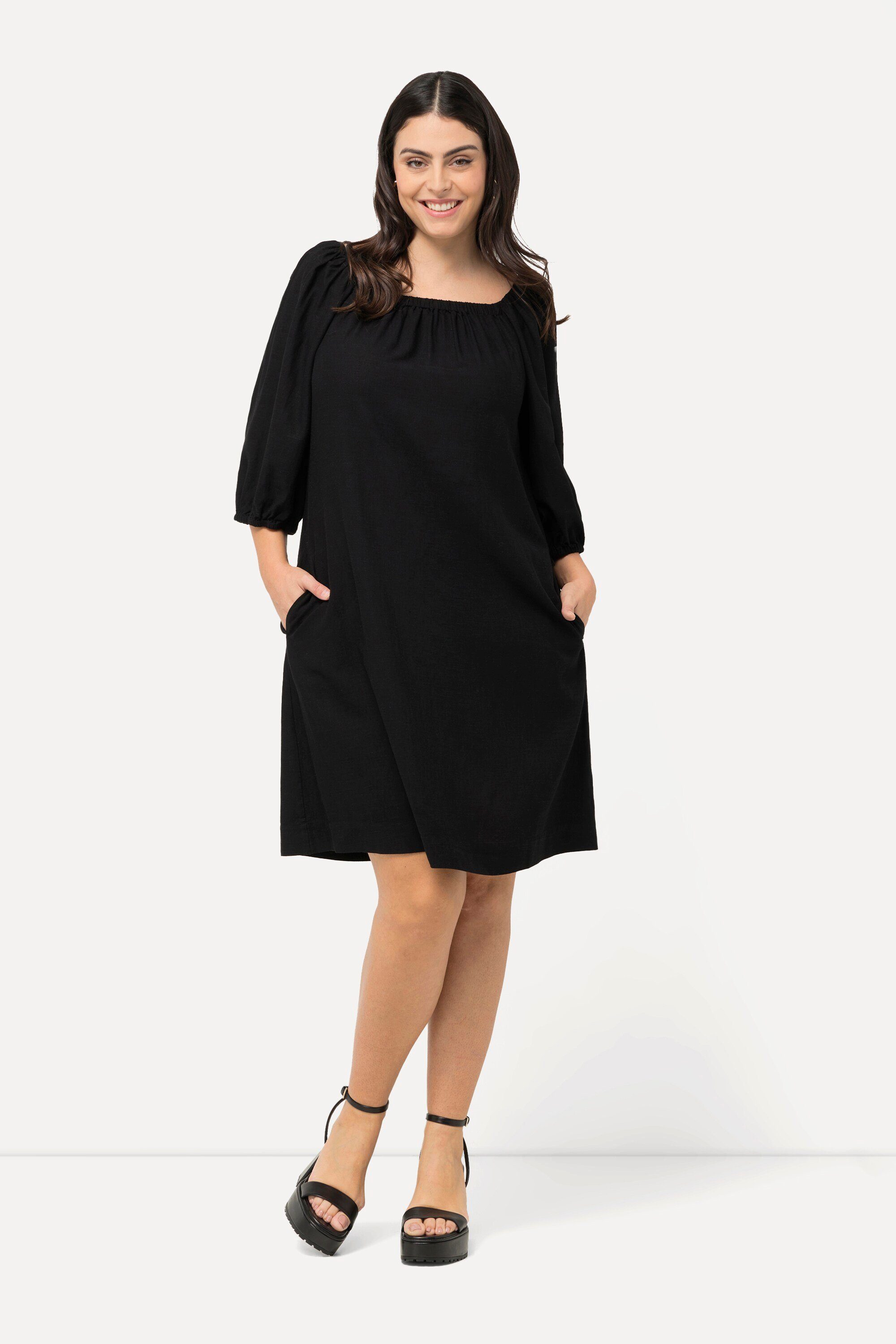 Ulla Popken Midikleid Midikleid Leinenmix A-Linie günstig online kaufen