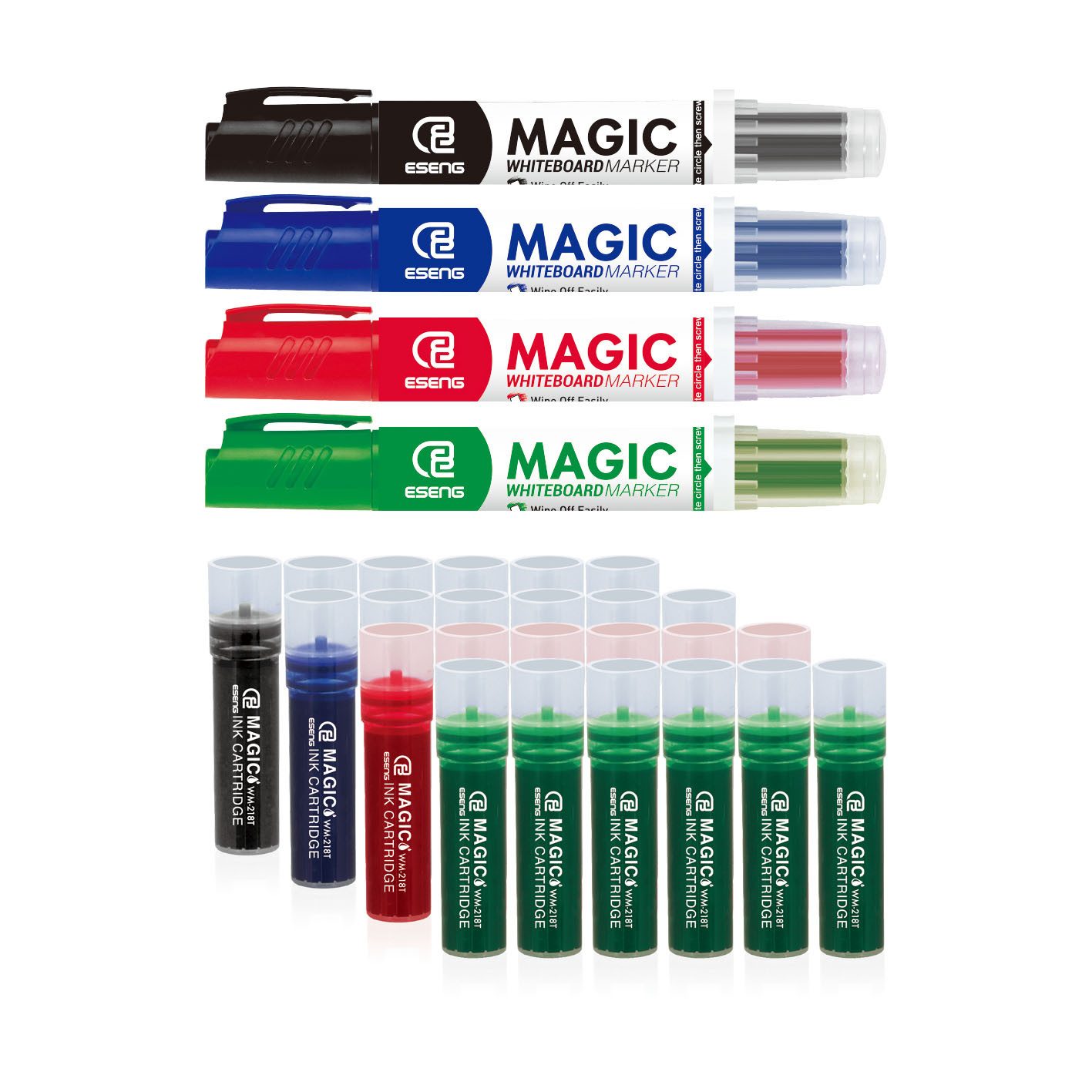 ESENG Whiteboard Marker MAGIC WM-218, nachfüllbar mit Tintenpatronen, trocken abwischbar