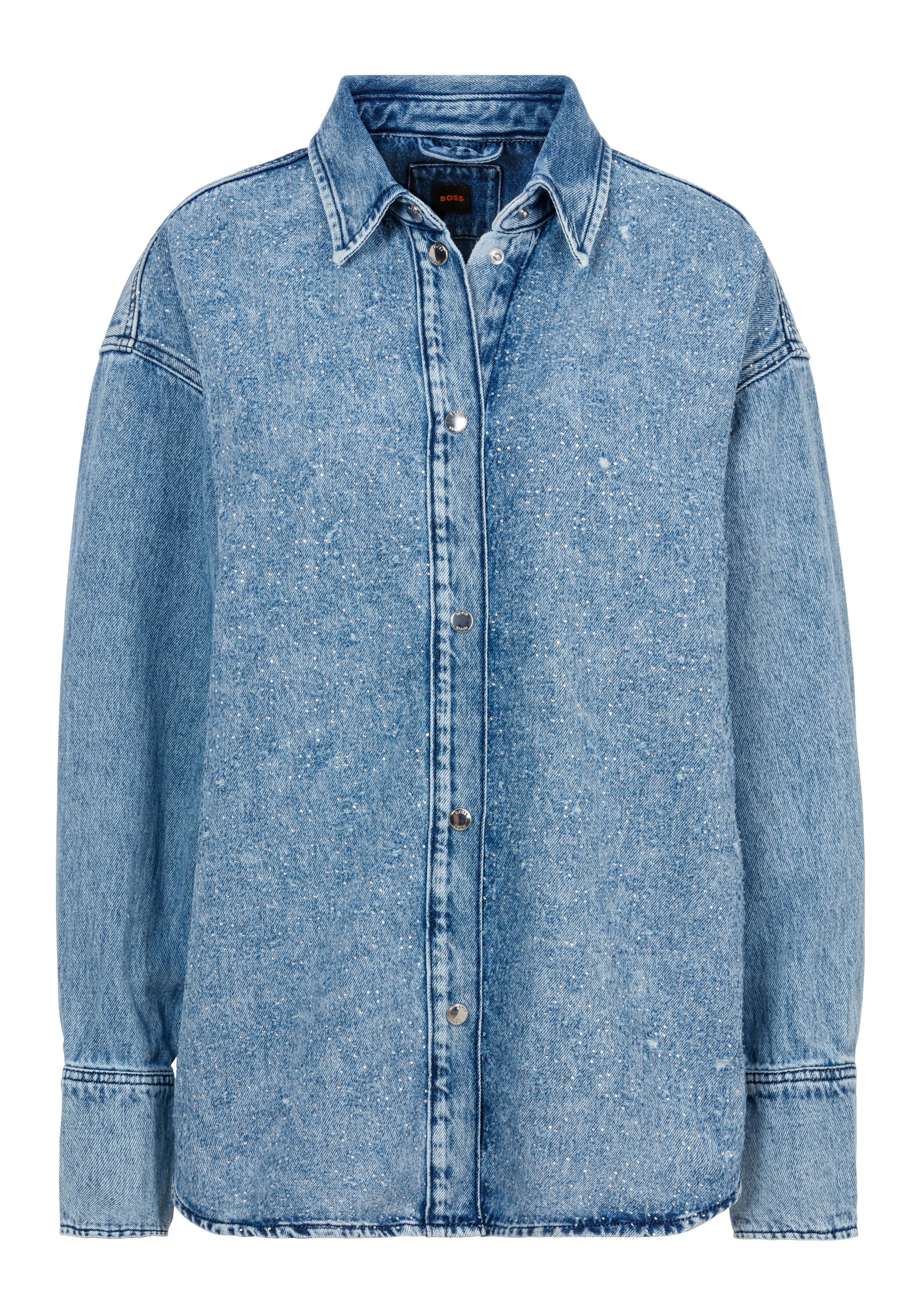 BOSS ORANGE Klassische Bluse "DENIM SHIRT HF Premium Damenmode", mit Blusen günstig online kaufen