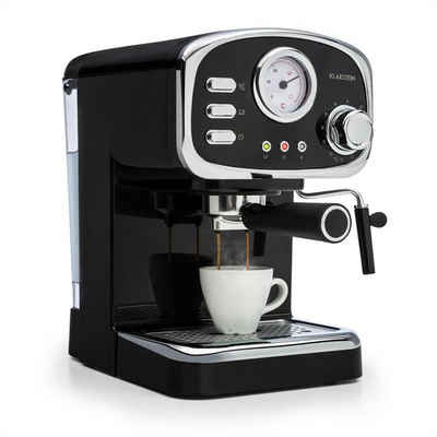 Klarstein Espressomaschine Espressionata Gusto Espressomaschine 1100W 15 Bar Druck schwarz