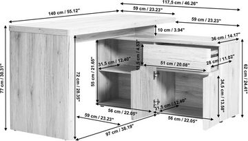 Jahnke Eckschreibtisch CU-LIBRE 150 E (1-St), wechselseitig montierbar