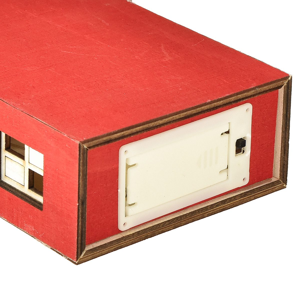 Viana Weihnachtsmann Holzhaus Deko Lichthaus Batterie Weihnachtsdeko Rotweiß H19,5cm