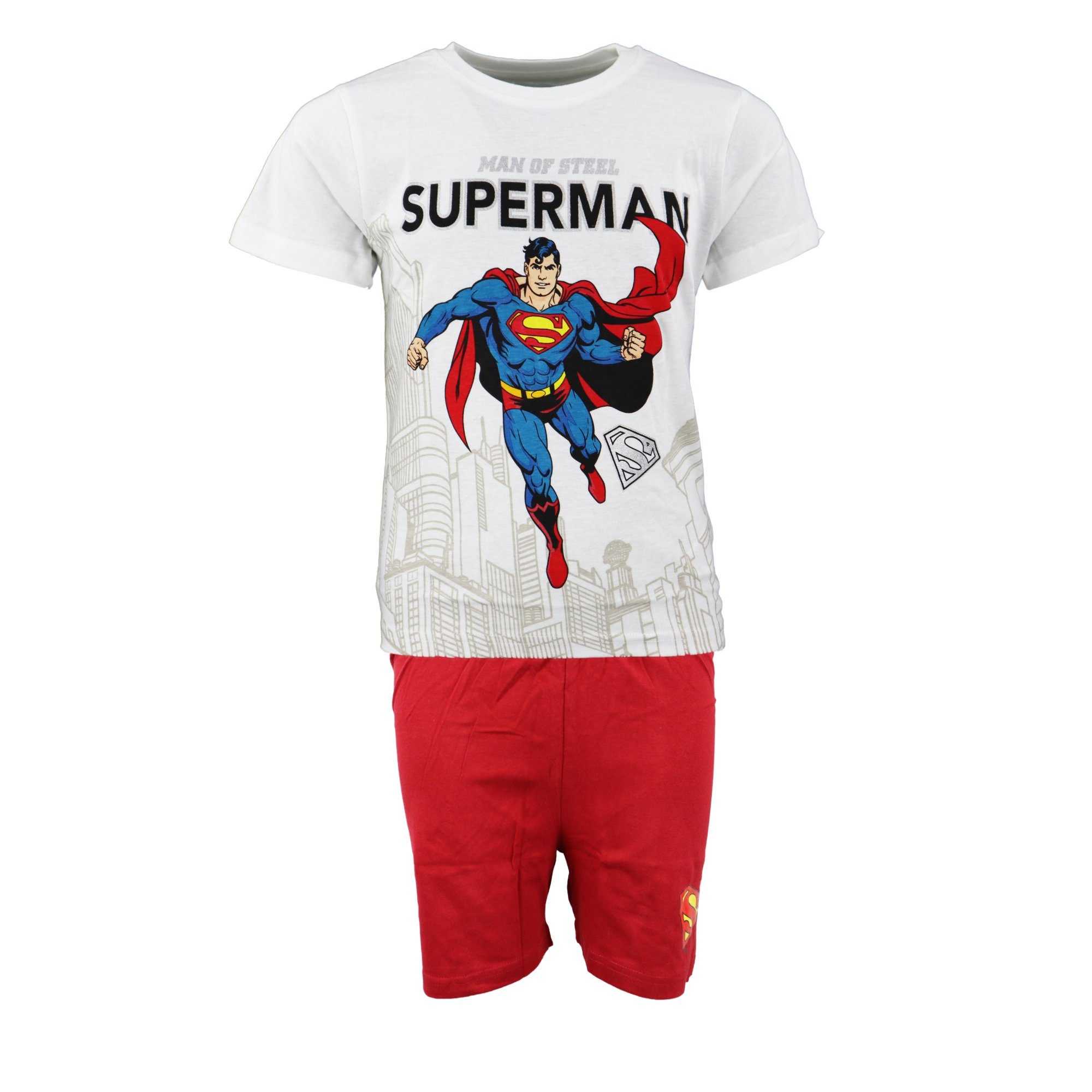 DC Comics Pyjama DC Comics Superman Kinder kurzarm Pyjama Gr. 98 bis 128 Baumwolle Rot | Pyjamas