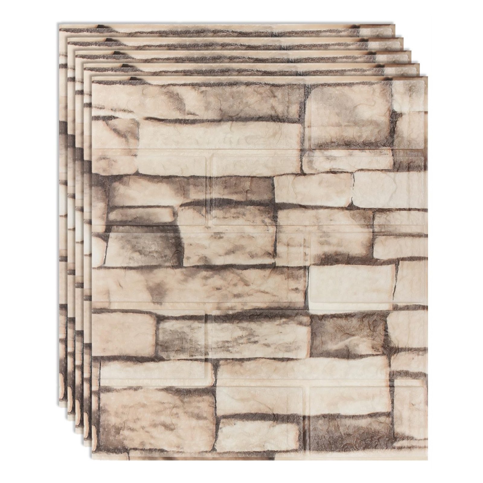 Diwzbyn 3D-Tapete 10 Stück 3D Wandpaneele Steinoptik Selbstklebend 35*38.5cm, (10 St), Wandverkleidung Wasserdicht für Wohnzimmer Küche Schlafzimmer