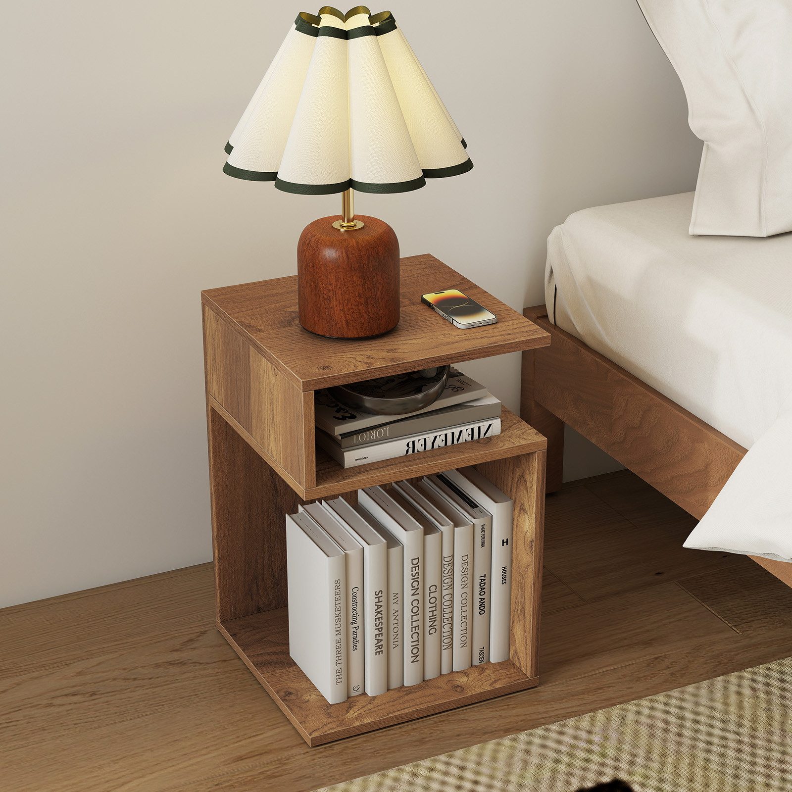 COSTWAY Beistelltisch (1-St), Holz, 3 Ebenen Nachttisch weiß, 33x33x50cm günstig online kaufen