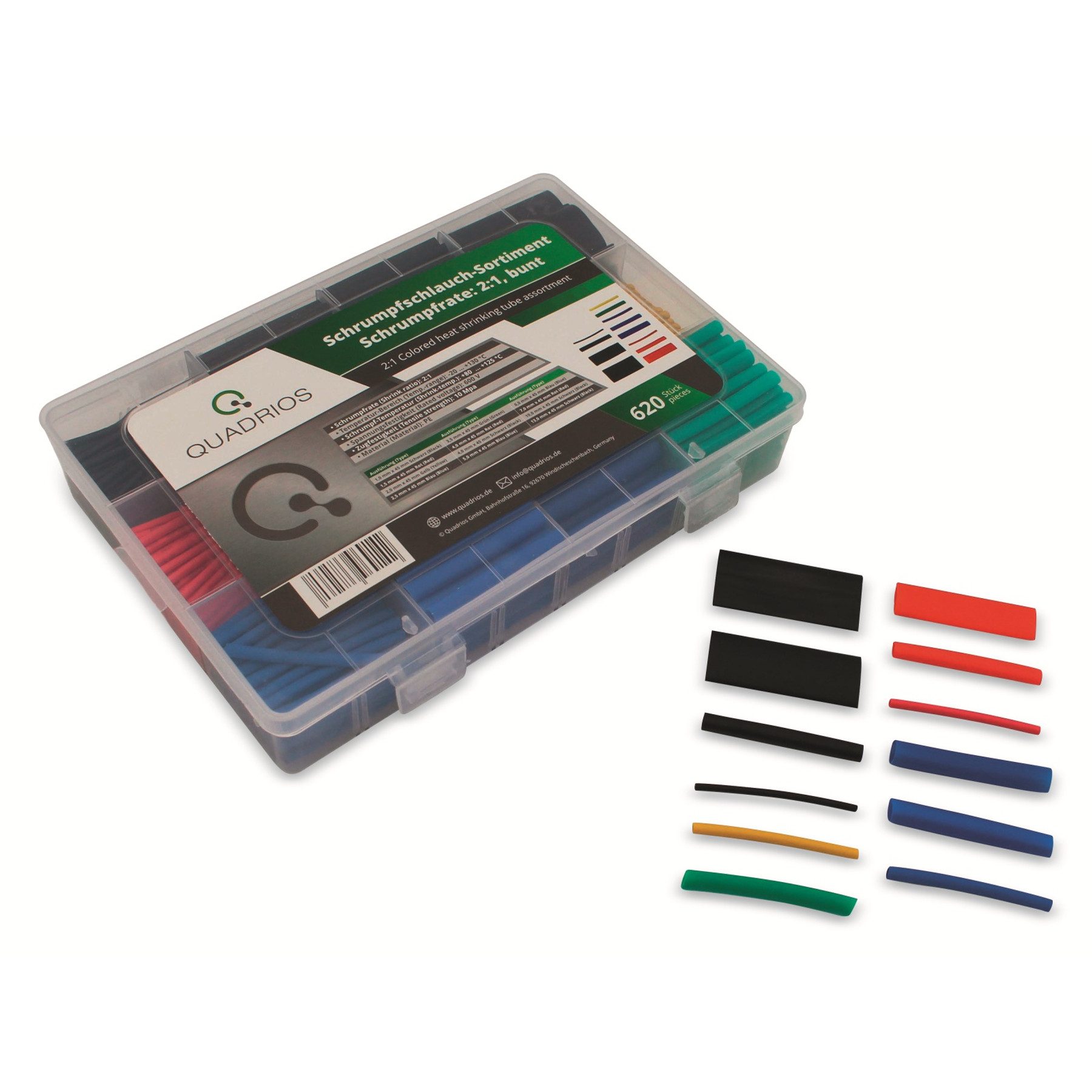 Quadrios Schrumpfschlauch QUADRIOS Schrumpfschlauch-Set, 2103CA001, 2:1, Bunt, PE