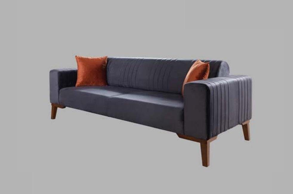 JVmoebel Sofa Sofa Sitz Made Garnitur Stoff Sofagarnitur Sofas Europe in 3+3+1 Graue 3tlg