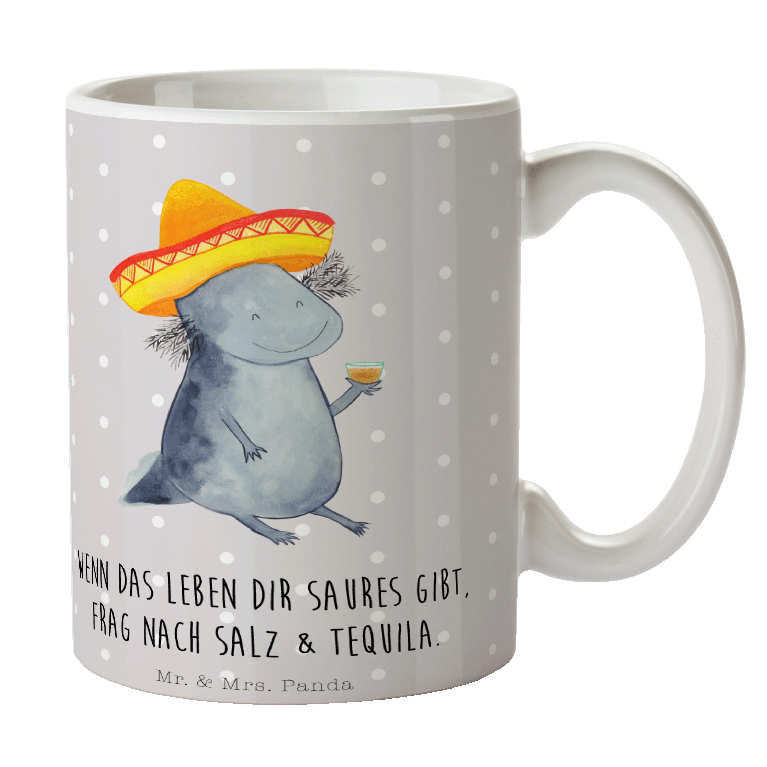 Kaffeebecher, Keramik Tasse Becher, Panda Geschenk, - & Tequila Molc, Axolotl Mrs. - Mr. Grau Pastell