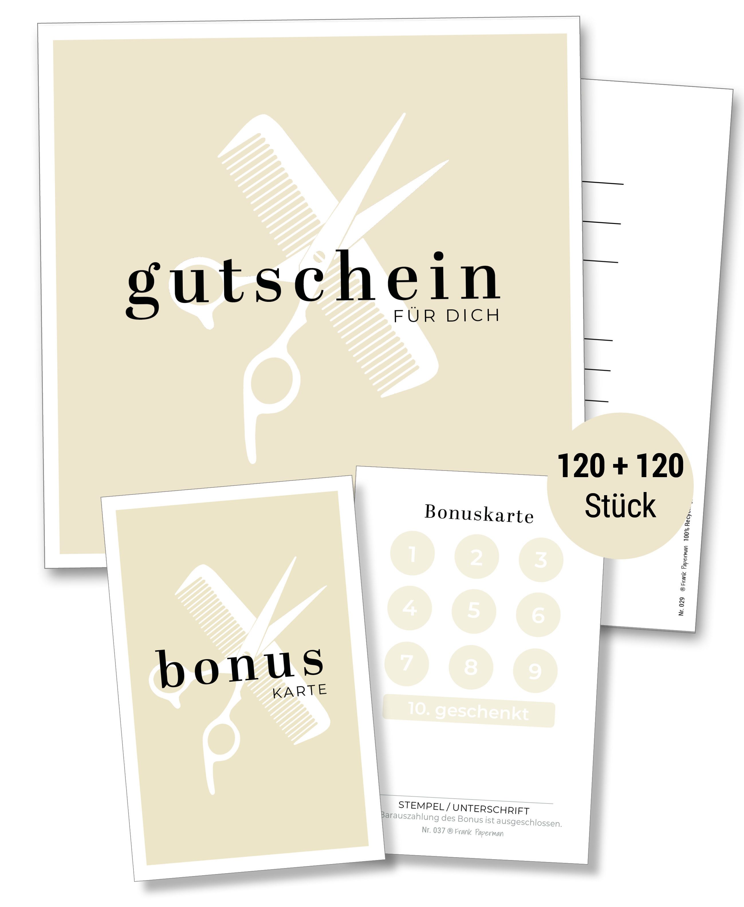 Frank Paperman Geschenkkarte Gutschein für Kunden, Friseur Gutschein. zum selber Ausfüllen, Gutscheinkarten, Geschenkgutschein, Friseur, Kosmetik, Barbershop