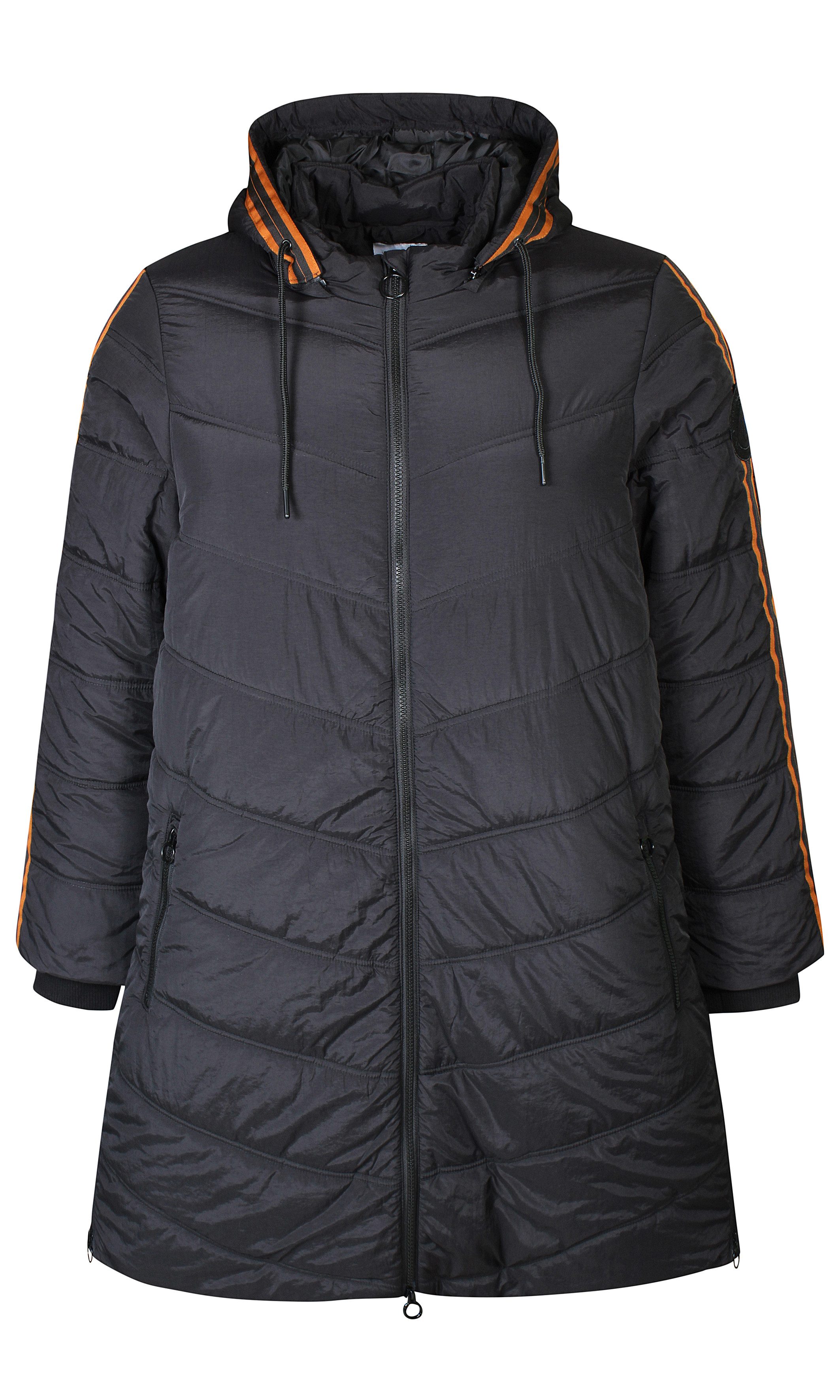 Zhenzi Langjacke Steppjacke mit Kapuze schwarz mit Kapuze