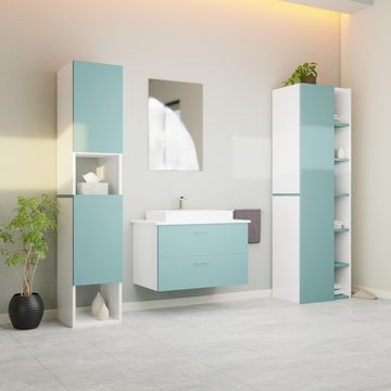GARLIVO Badezimmer-Set Badezimmerschrank GLC2, hängend, stehend, Grün, Hochschrank, Breite 31,5 cm