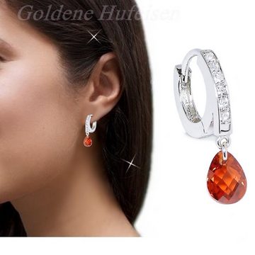 Goldene Hufeisen Klappcreolen Damen Klappcreolen Tropfen Ohrringe 925 Sterling Silber (1 Paar, inkl. Etui), mit Zirkonia