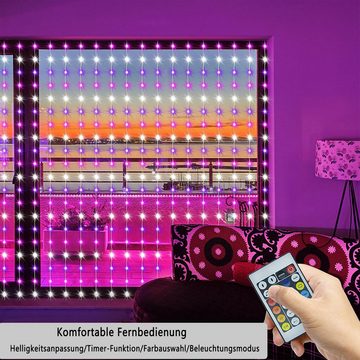 LANOR LED-Lichterkette USB LED-Vorhang-Lichterketten,Bluetooth-Lichterkette,3*2m, APP Timerfunktion und Musikmodus