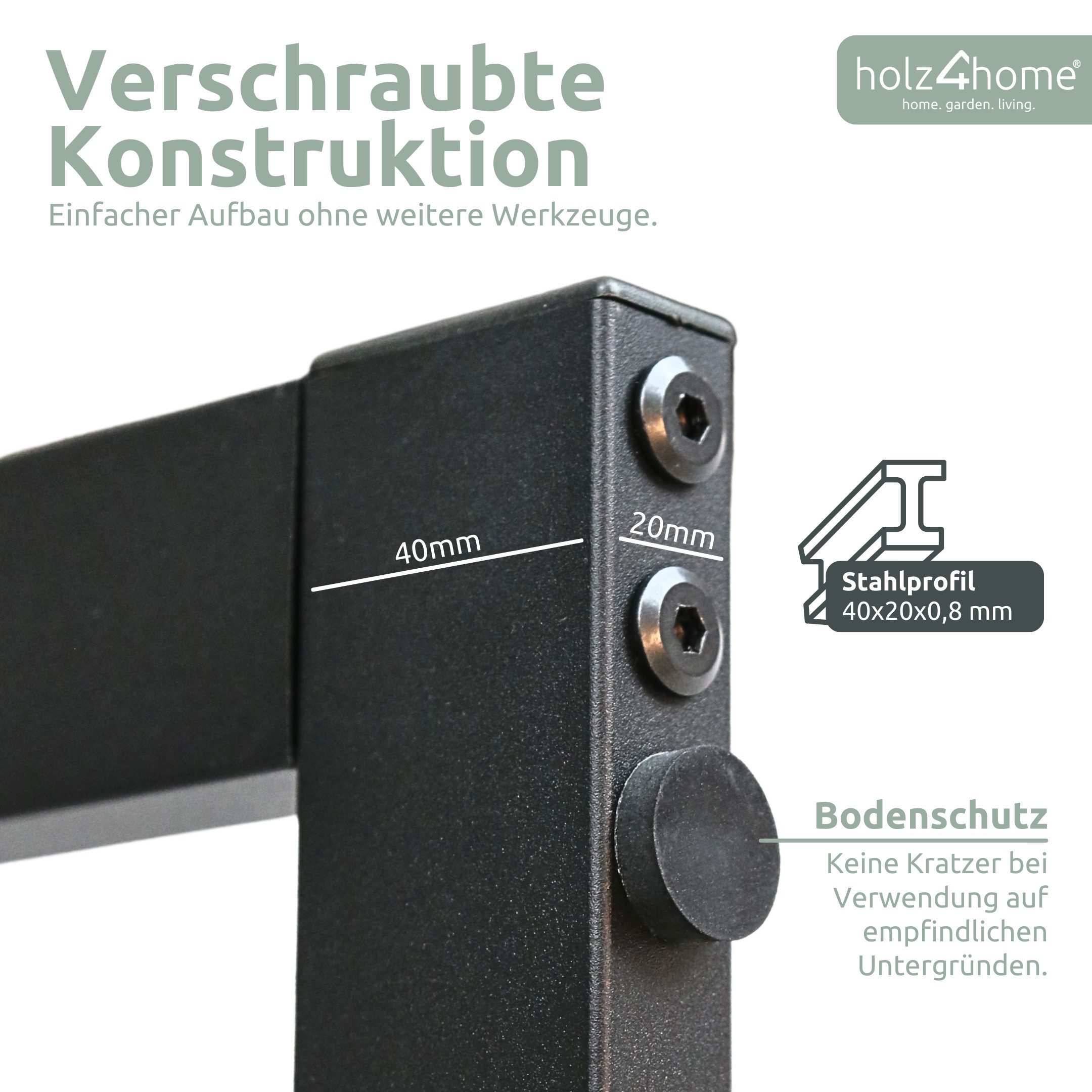 holz4home® Kaminholzregal Metall Schwarz I Brennholzregal Holzlager Design Feuerholzregal, BxTxH:40x25x125 cm, (inkl. Handschuh)