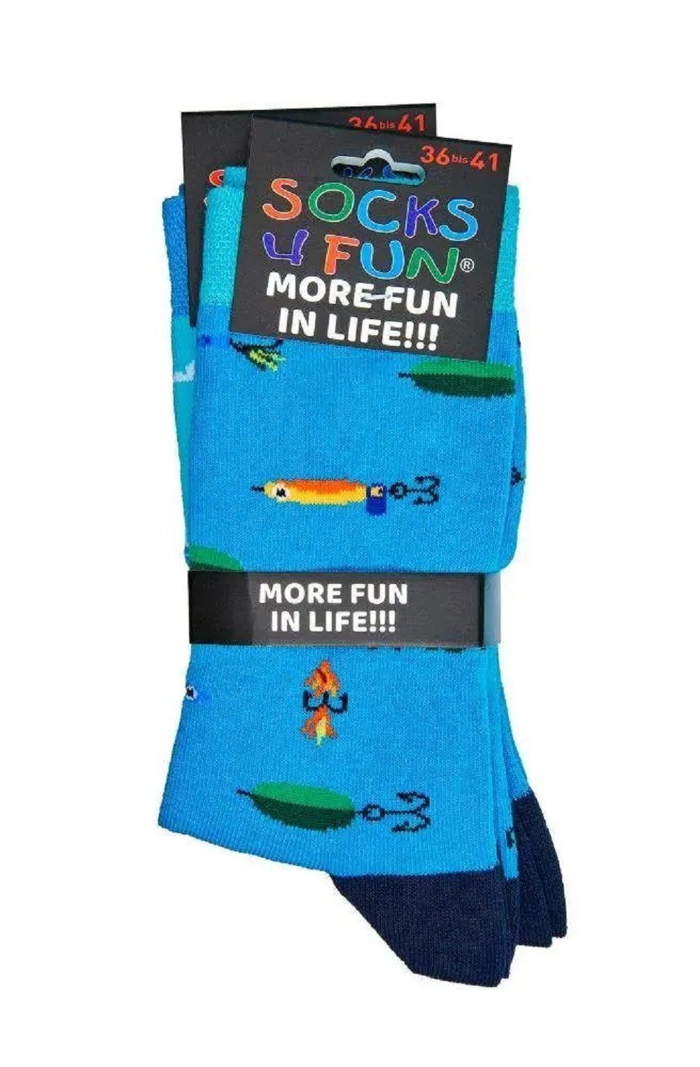 Socks 4 Fun Freizeitsocken Socks 4 Fun Motivsocken Angler (2-er Bündel, 2-Paar, 2 Paar) lustiges Design