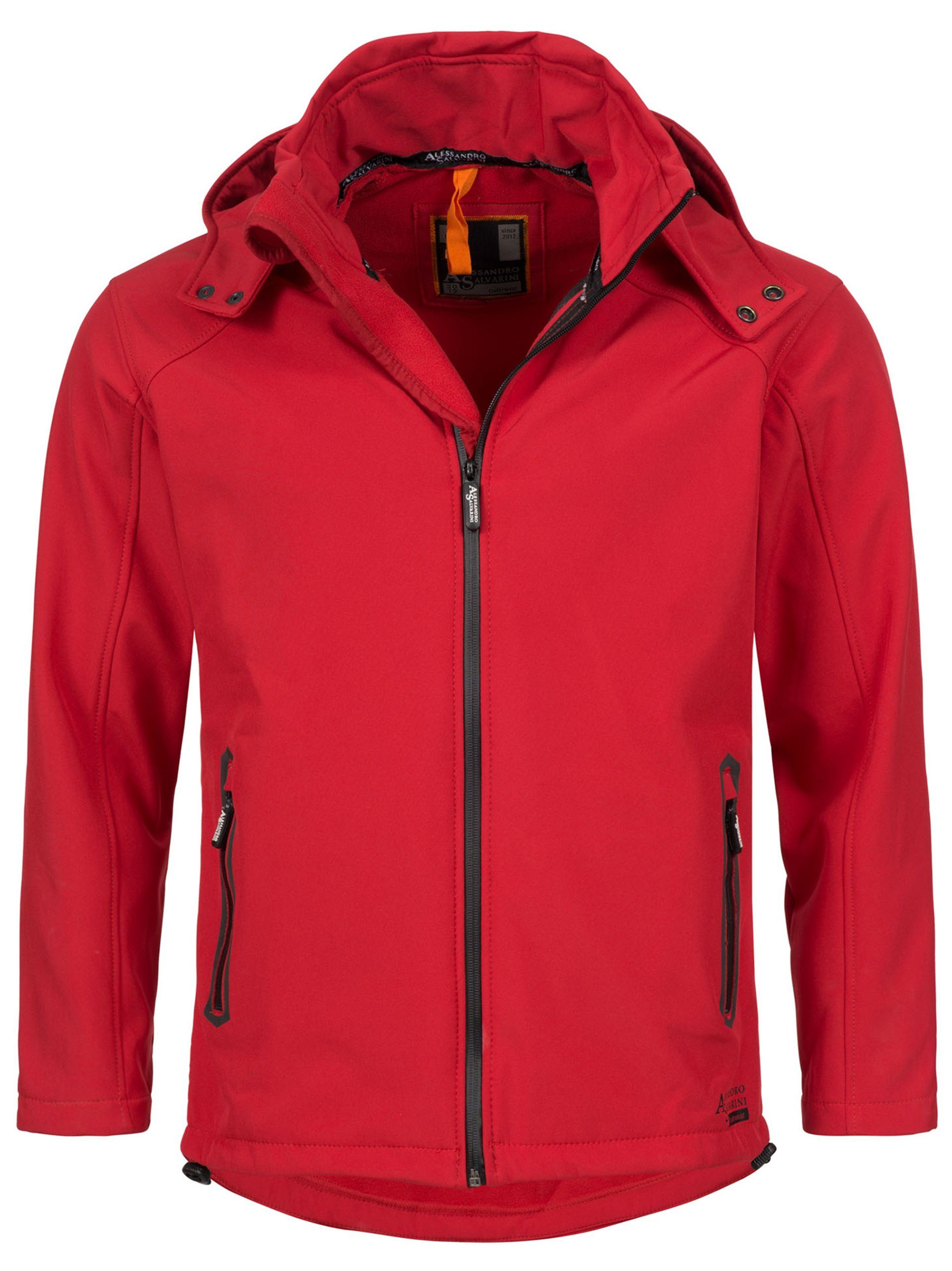 Alessandro Salvarini Softshelljacke ASBasiri mit abnehmbarer Kapuze Rot