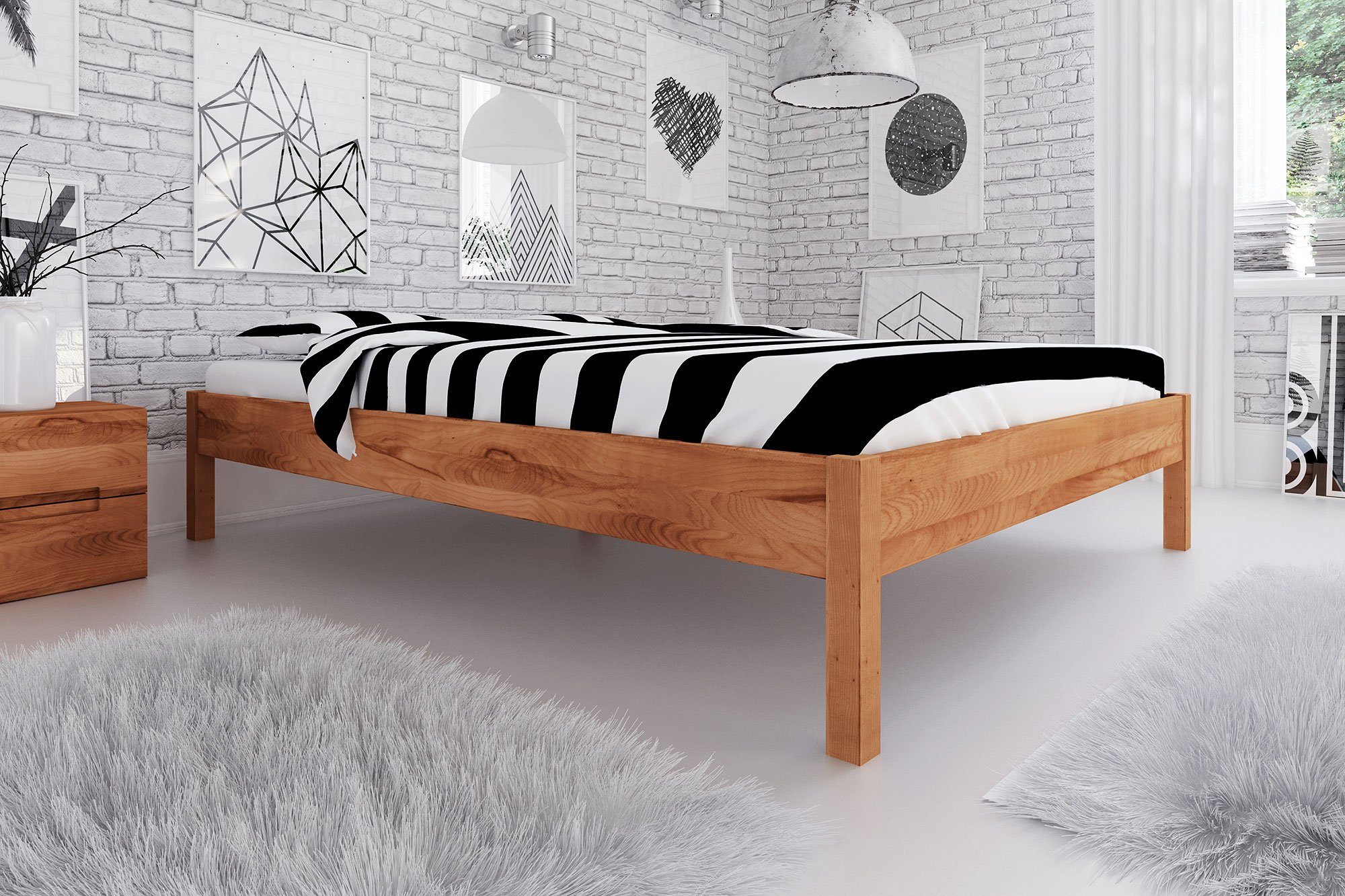 byoak Bett VENTO-A 180 x 200 aus Massivholz, ohne Kopfteil, Naturgeölt