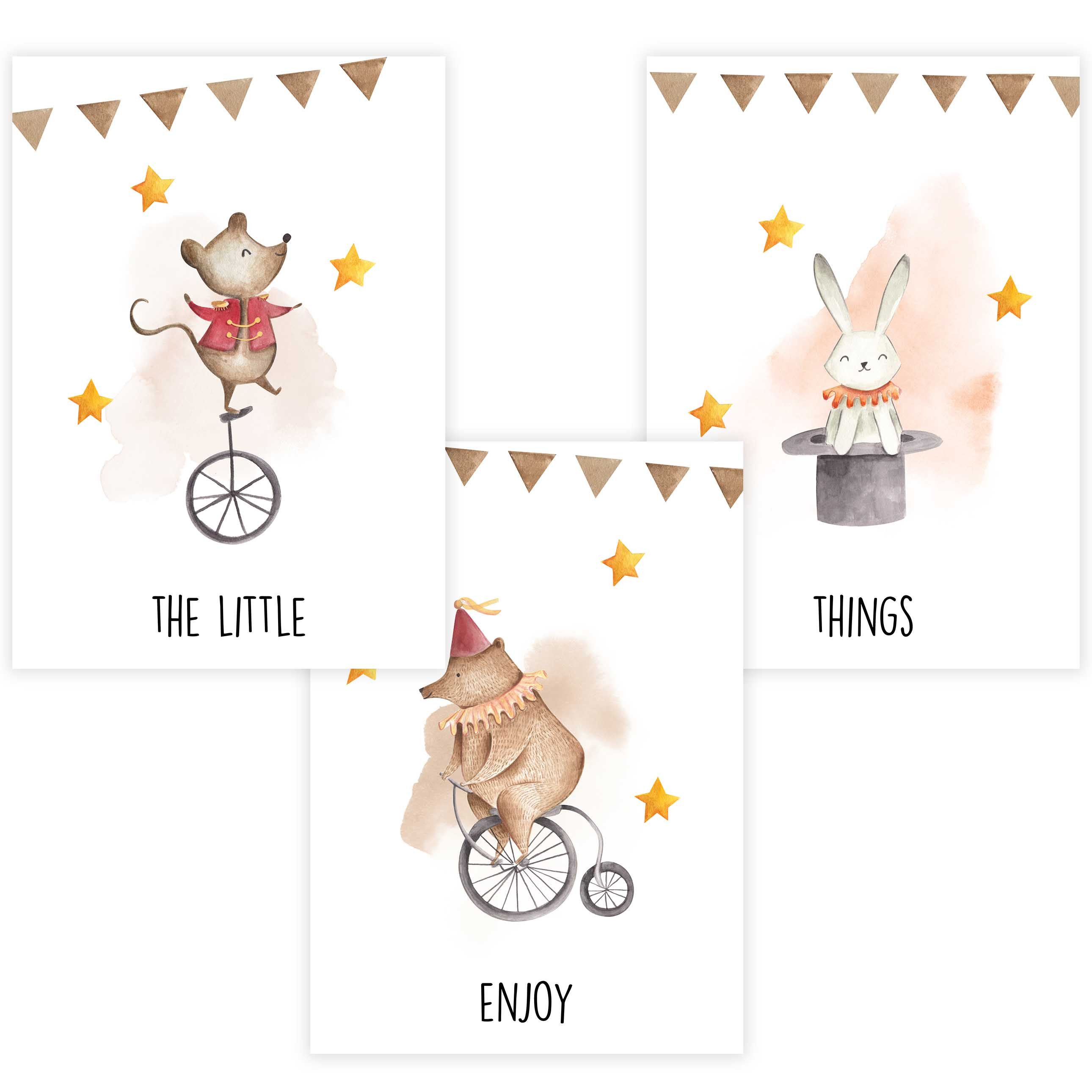 Poster Kinderzimmer Poster 3er Set Premium P719 / Zirkustiere