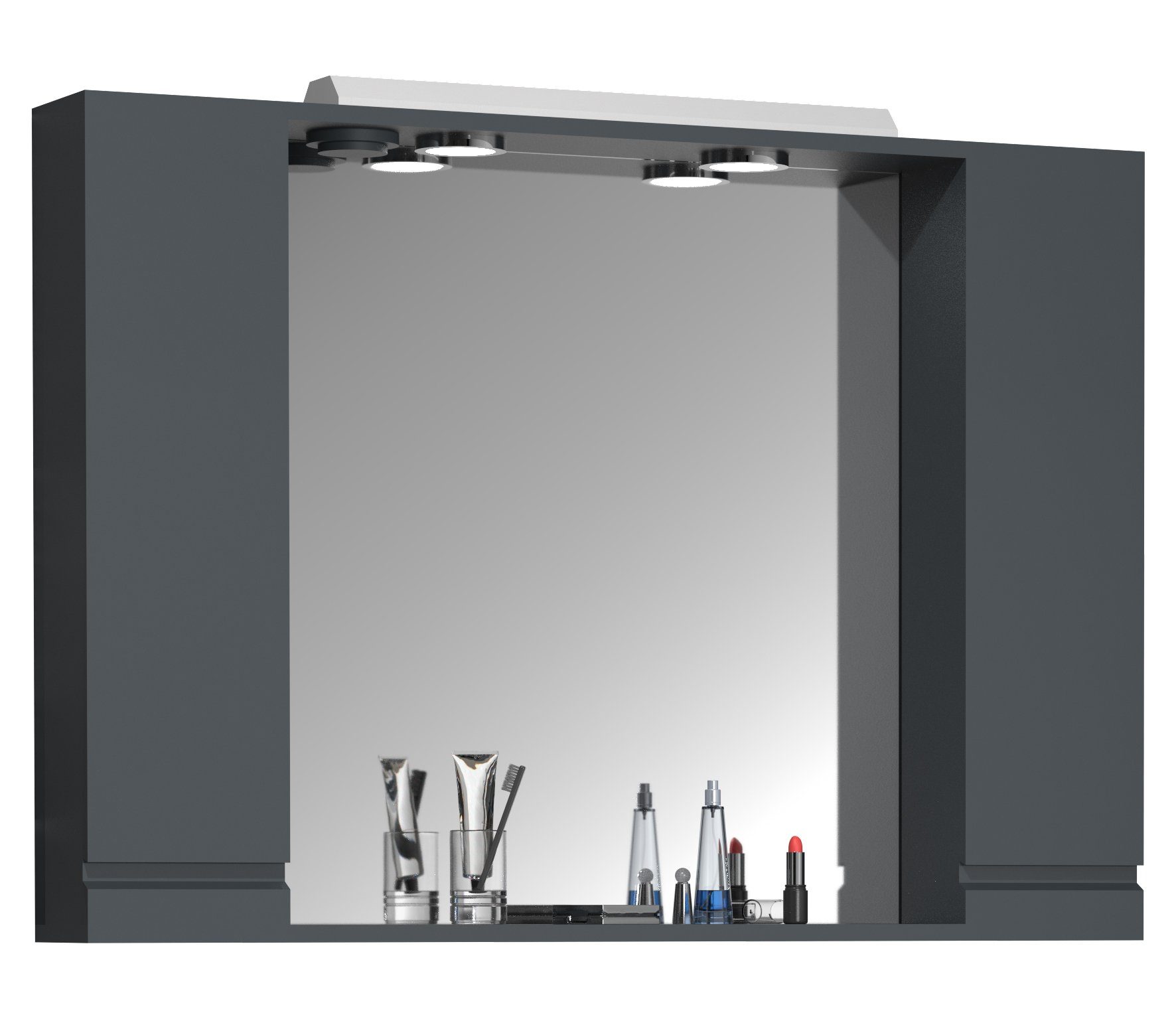 Spiegel Spiegelschrank XL Beleuchtung Anthrazit Silora VCM Bad (1-St) Spiegelschrank