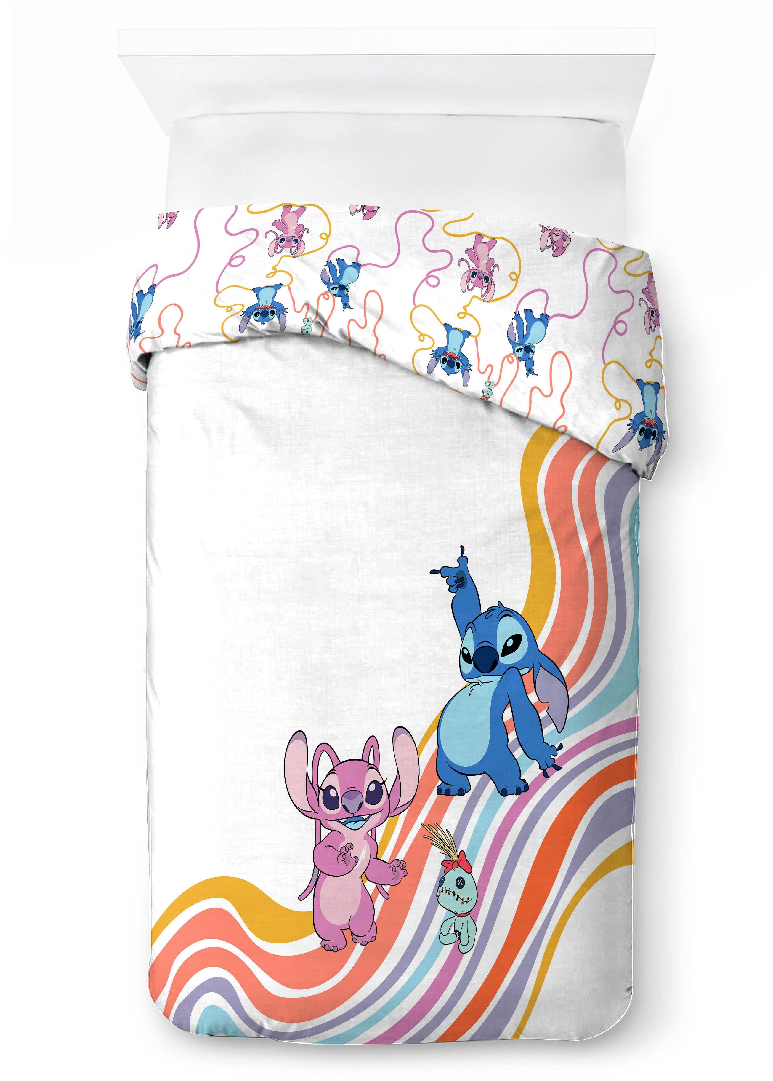 Disney Kinderbettwäsche Disney Lilo & Stitch Bettbezug-Set 135x200 cm + Kissenbezug 80x80 cm, Washed Cotton, 2 teilig, 100 % Baumwolle, maschinenwaschbar, wendb – Bild 5 von 5