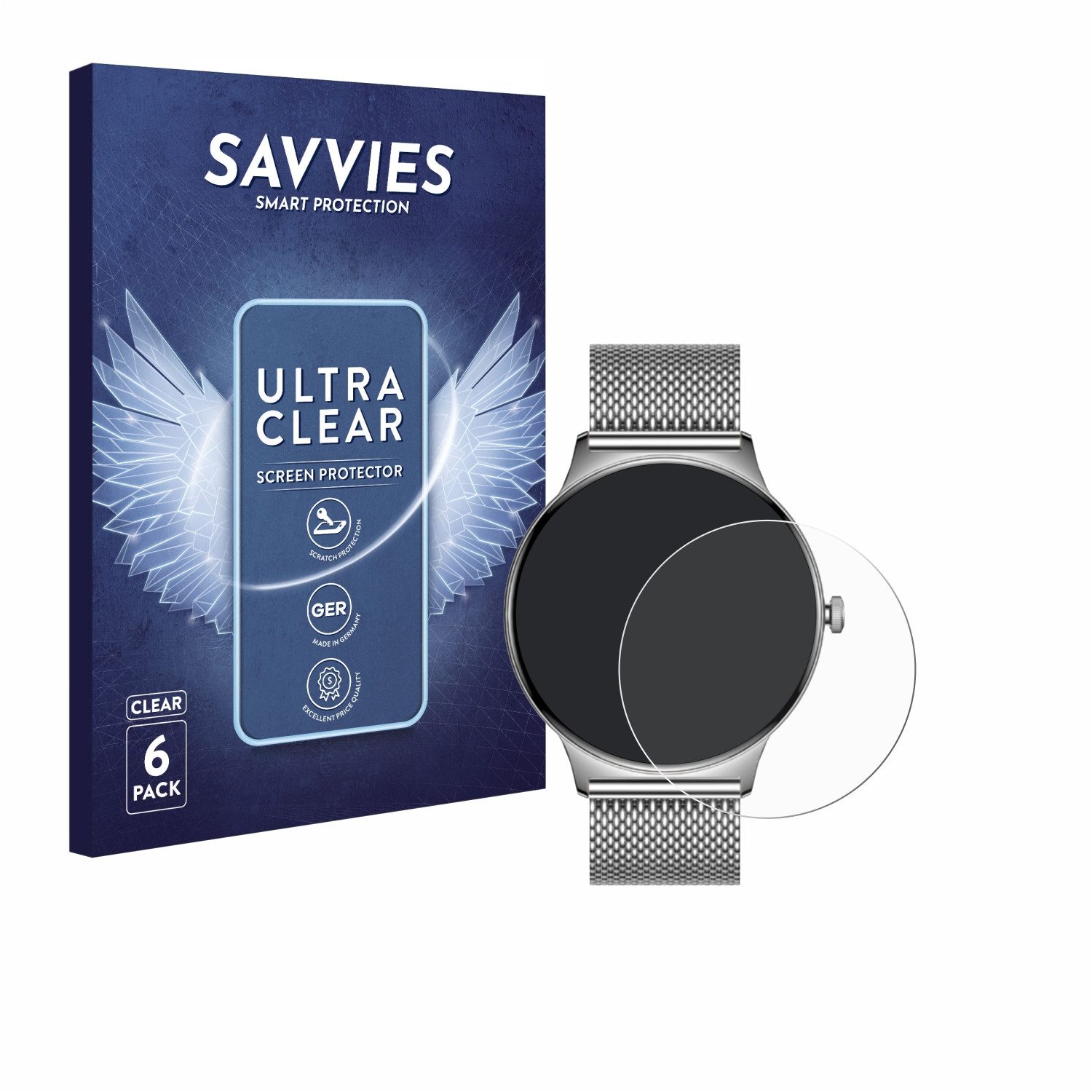 Savvies Displayschutzfolie Schutzfolie für Pireware Slim Smartwatch, 6 Stück, Displayschutz Schutz Folie Klar Transparent