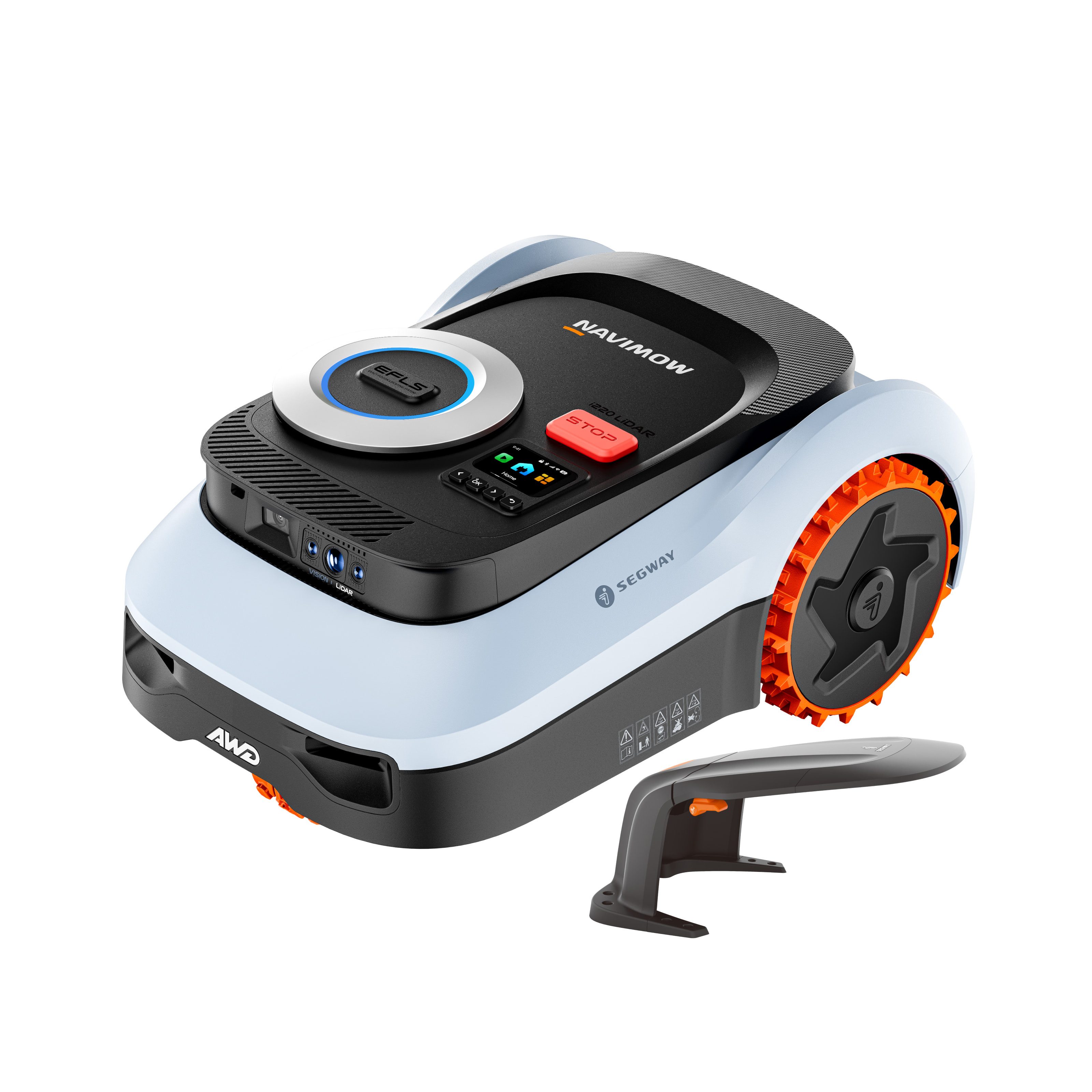 NAVIMOW Rasenmähroboter Segway i210/i220 LiDAR Pro Mähroboter ohne Begrenzungskabel, bis 2000 m² Rasenfläche, (1-St., Xero-Turn AWD für 55 % Steigungen, Auto-Kartierung), mit Garage M, LiDAR+Vision+NRTK Tri-Fusion-Positionierung