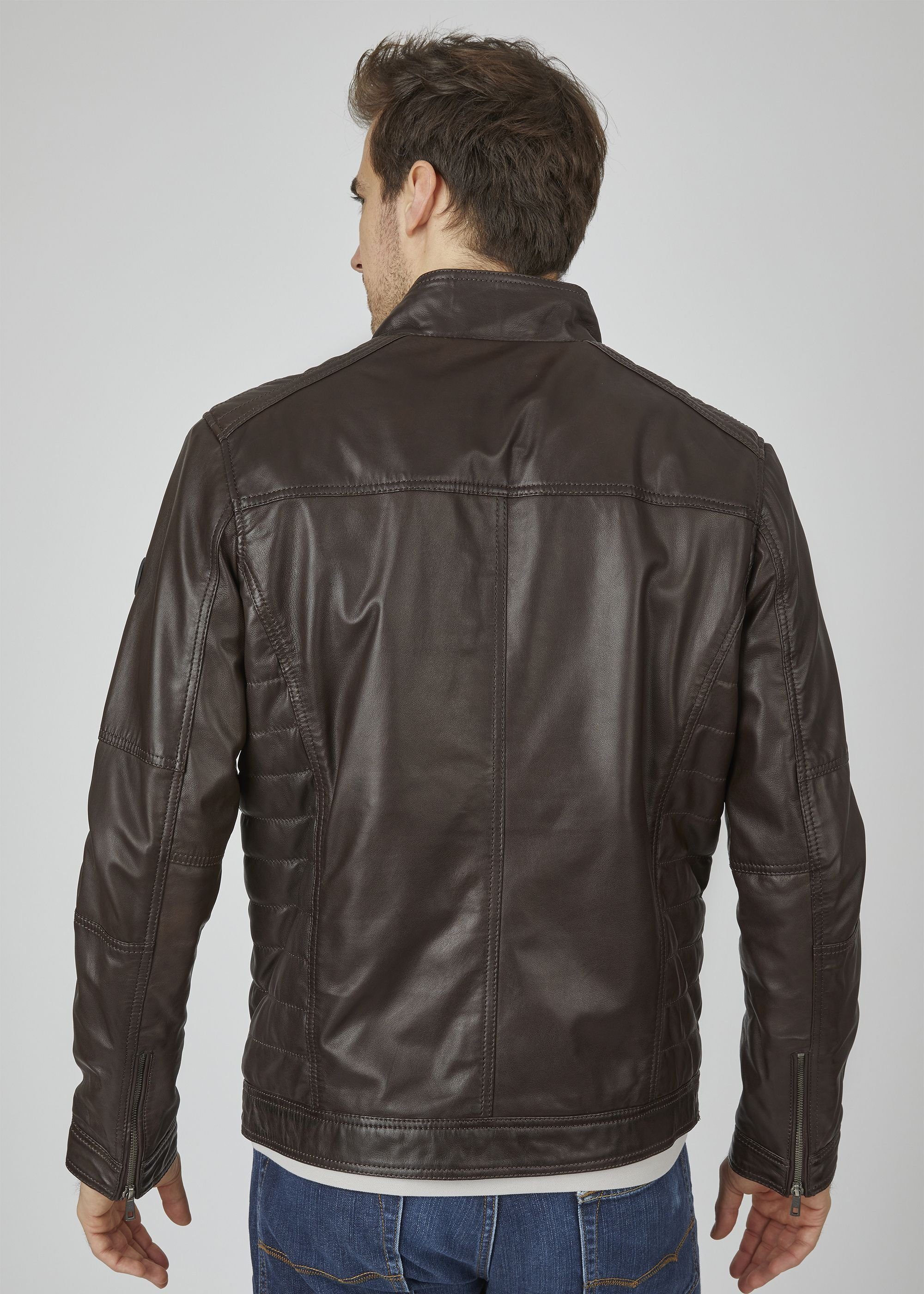 bugatti Lederjacke BUFIDELIO (1-St) mit Ziernähten und Reißverschlusstaschen