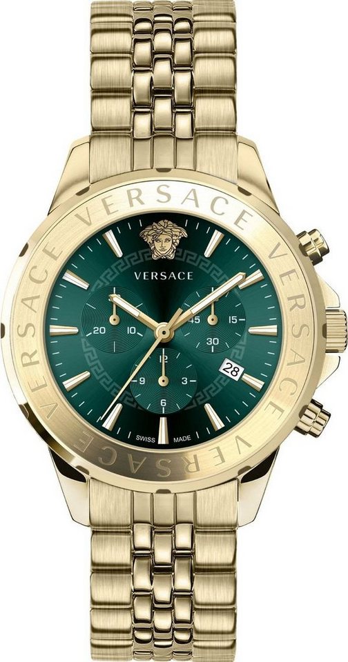 Versace Schweizer Uhr Signature, Das Gehäuse ist aus Edelstahl und der  Durchmesser ist ca. 44