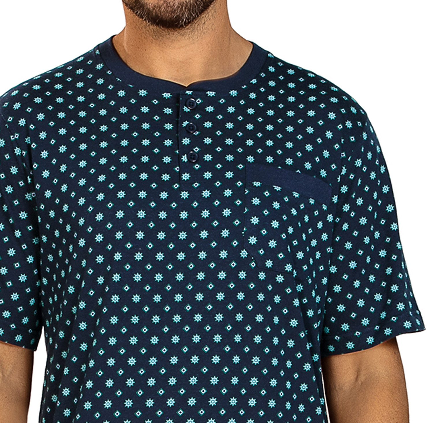 Comte Nachthemd Lunar Lounge (Packung, 1-tlg., 1-teilig) Herren Schlafanzug Schlafshirt Kurzarm geknöpft große Größen