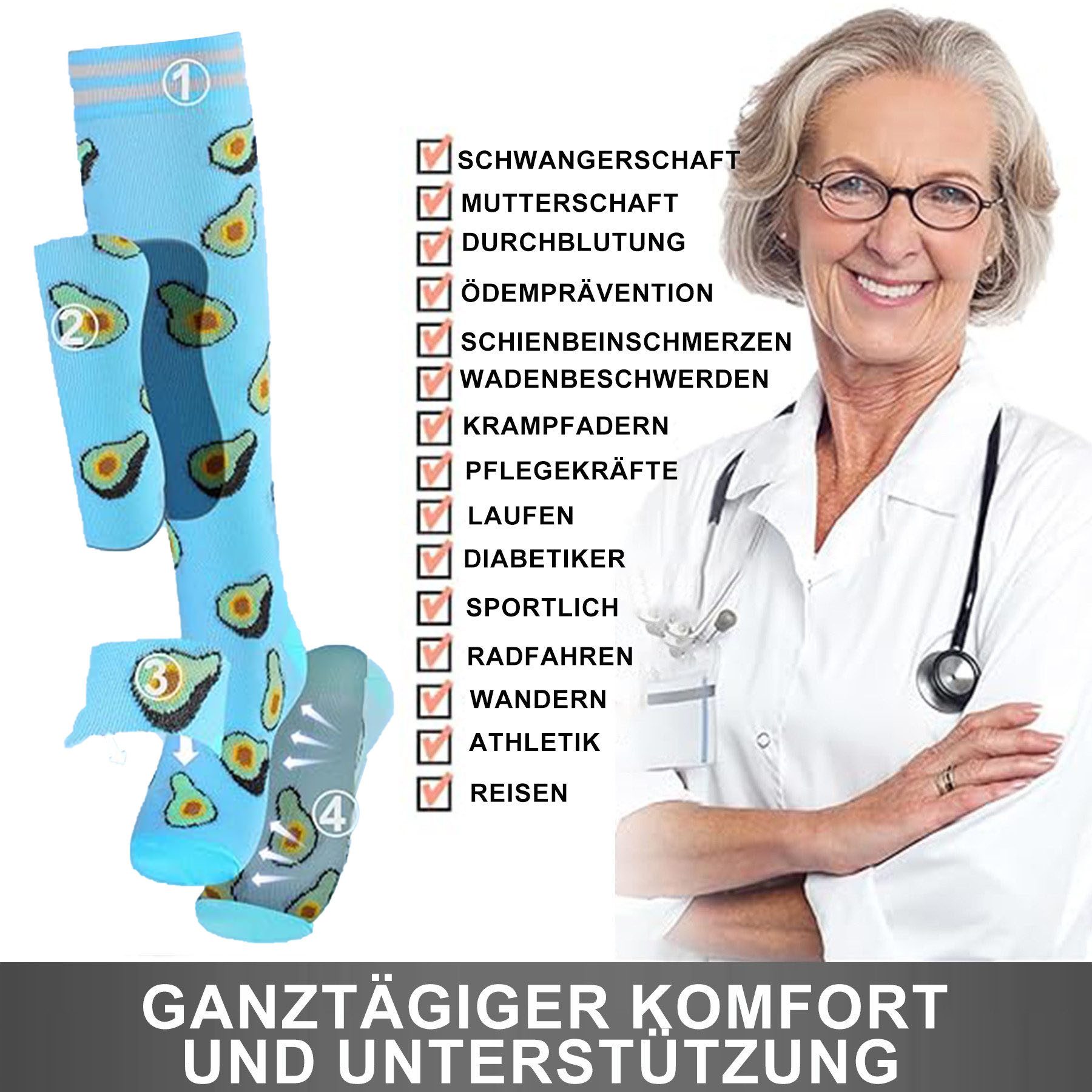 Mutig Kompressionsstrümpfe 6 Paar Kompressionsstrümpfe 18-30mmHg,Stützstrümpfe für Damen & Herren (für Flug, Sport, Laufen, Radsport, Krankenschwester,Schwangerschaft, 6 Paar Medizinstrümpfe für Krankenschwestern auf Flugreisen) Bunte Stützstrümpfe, Abgestufte Kompression, Hoher Tragekomfort