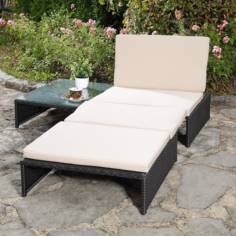 Melko Gartenlounge-Set Gartenset Lounge aus Polyrattan ver. Farben Sitzgruppe 2 Sessel Tisch, (Stück), Wasserabweisend