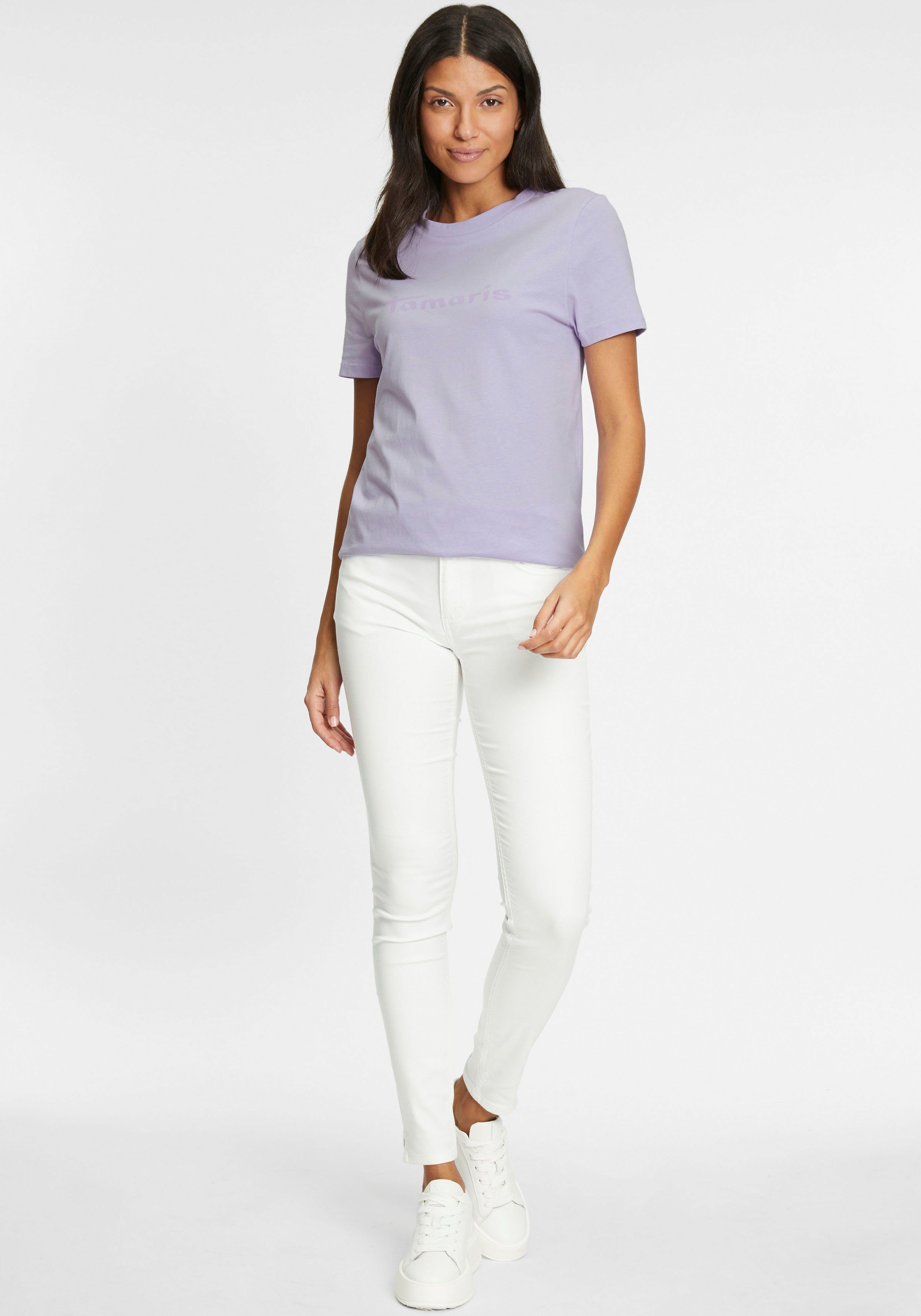 Tamaris T-Shirt lavender NEUE - Rundhalsausschnitt mit KOLLEKTION