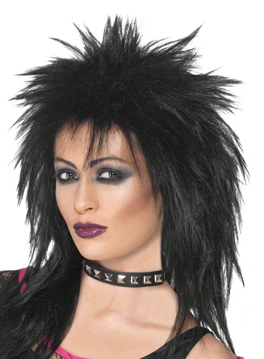 Smiffys Kostüm-Perücke Rockröhre schwarz - Kostüm Perücke für Fasching, Imposante 80er Jahre Perücke für schrille Auftritte