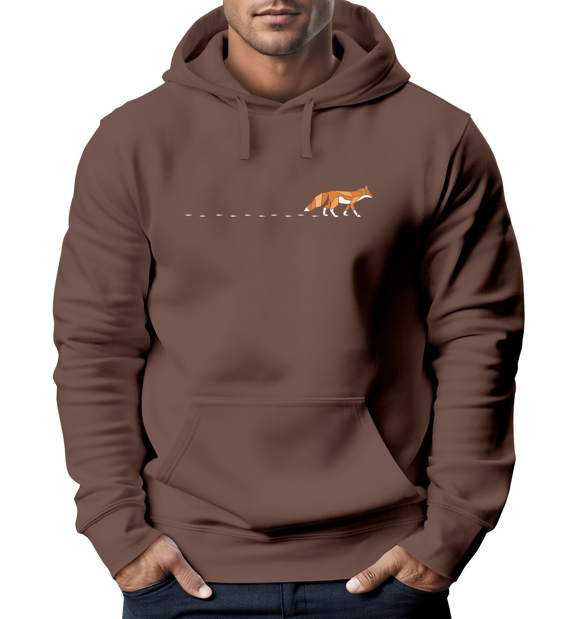 Neverless Hoodie Hoodie Herren Fuchs Fox Wald Tiermotiv Logo Print Badge Fa günstig online kaufen