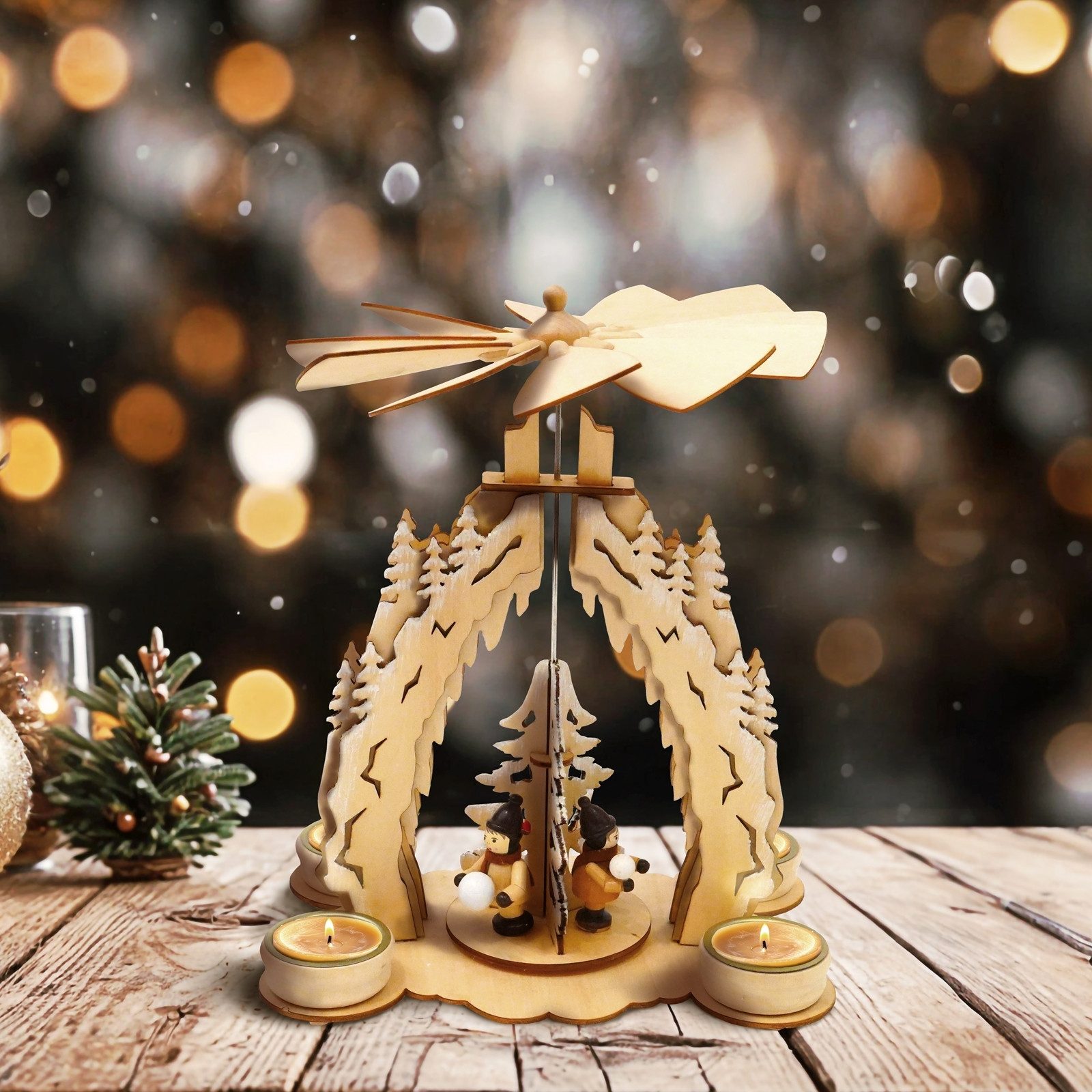 HTI-Living Weihnachtspyramide Tischpyramide Schneeball, Holzpyramide Weihna günstig online kaufen