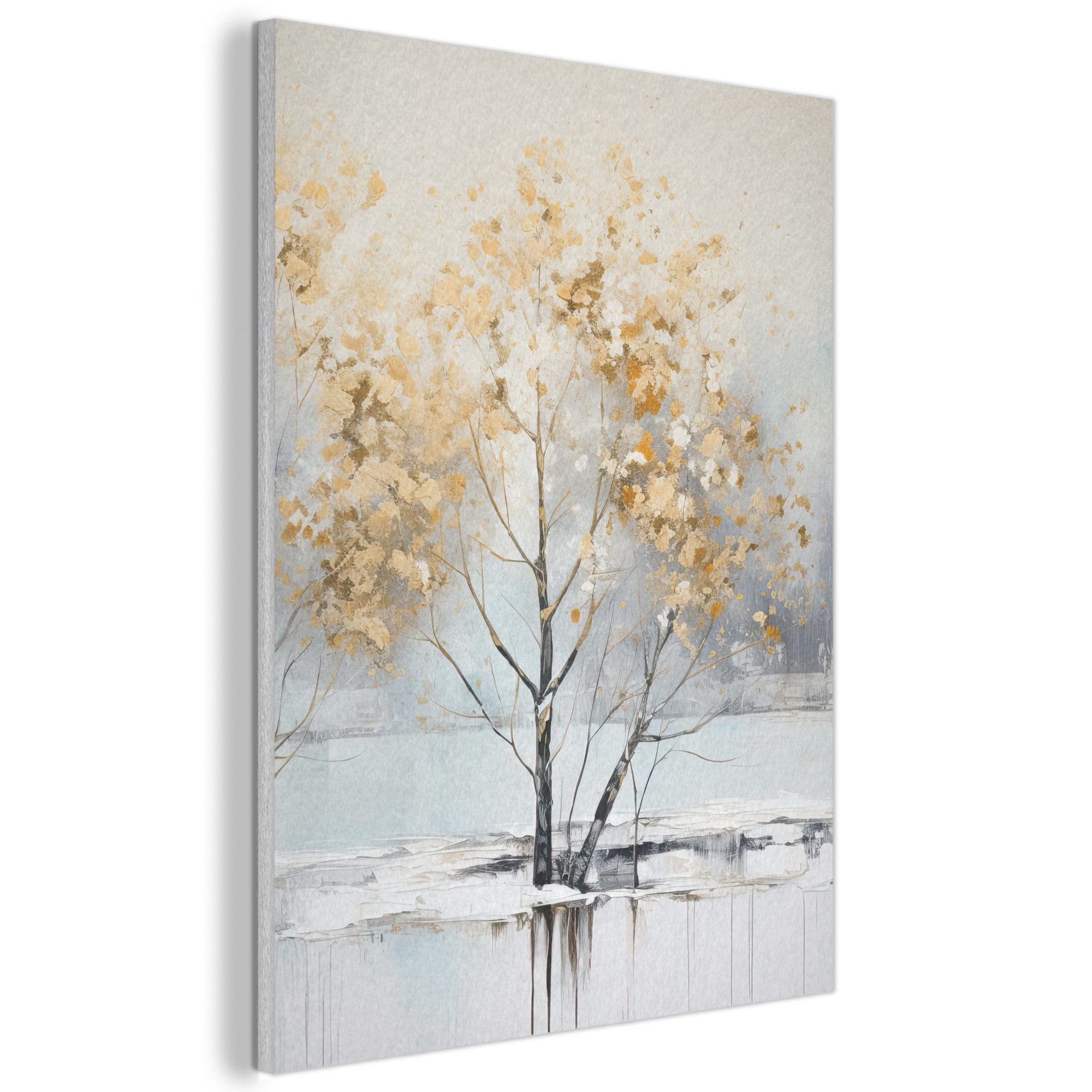 MuchoWow Gemälde Winter - Bäume - Natur - Acryl - Kunst, Fotodruck (1 St), Akustikpaneele, Wandpaneele, Schalldämmung, Akustikbilder 30x40 cm