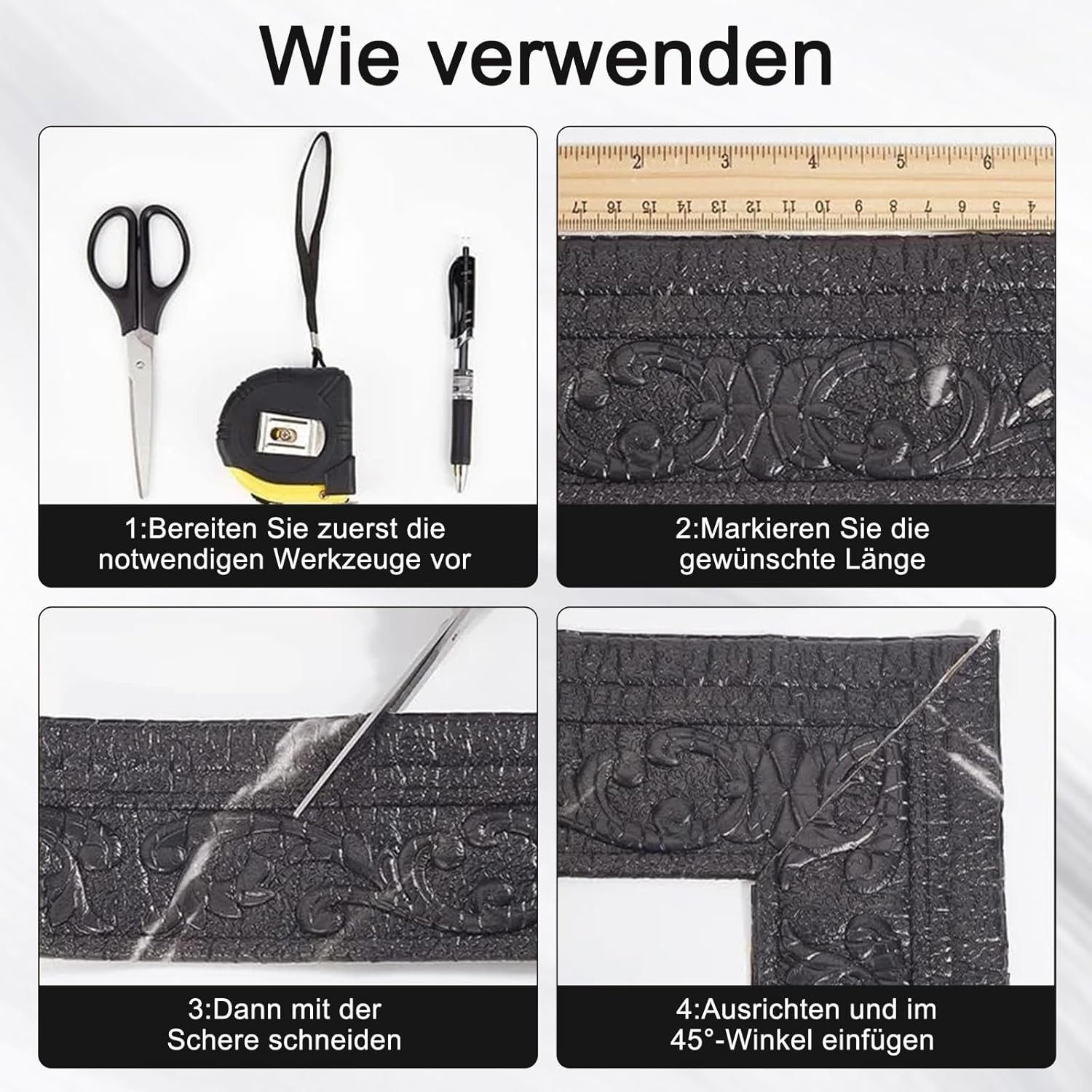Kaket Bordüre 3D Stuckleisten Wand, Zierleisten Selbstklebend – Bild 4 von 5