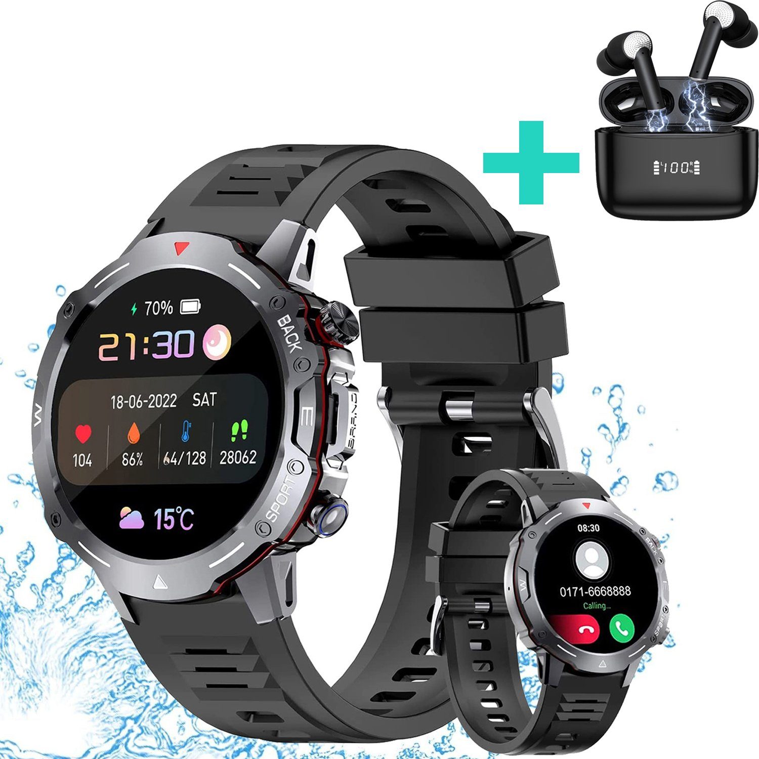 Sross Smartwatch, Smartwatch Damen Herren Smartwatch (1.39