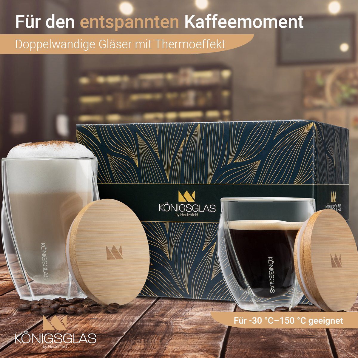 Königsglas Gläser-Set Swing doppelwandige Gläser 2/4er Glas Set 250/350 ml Cocktailgläser, 2-tlg., Premium Latte Macchiato Gläser aus Borosilikatglas, Trinkglas Kaffee Cappuccino Tasse Teeglas