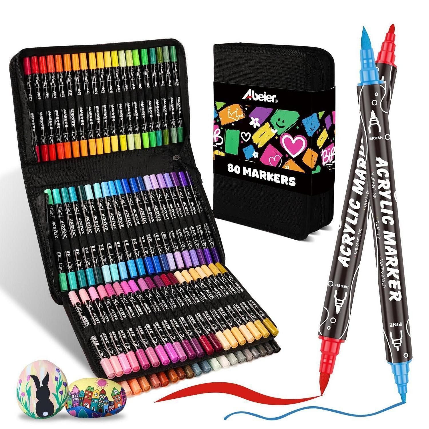 LuxusKollektion Malstift Acrylstifte 80 Farben mit Doppelspitze