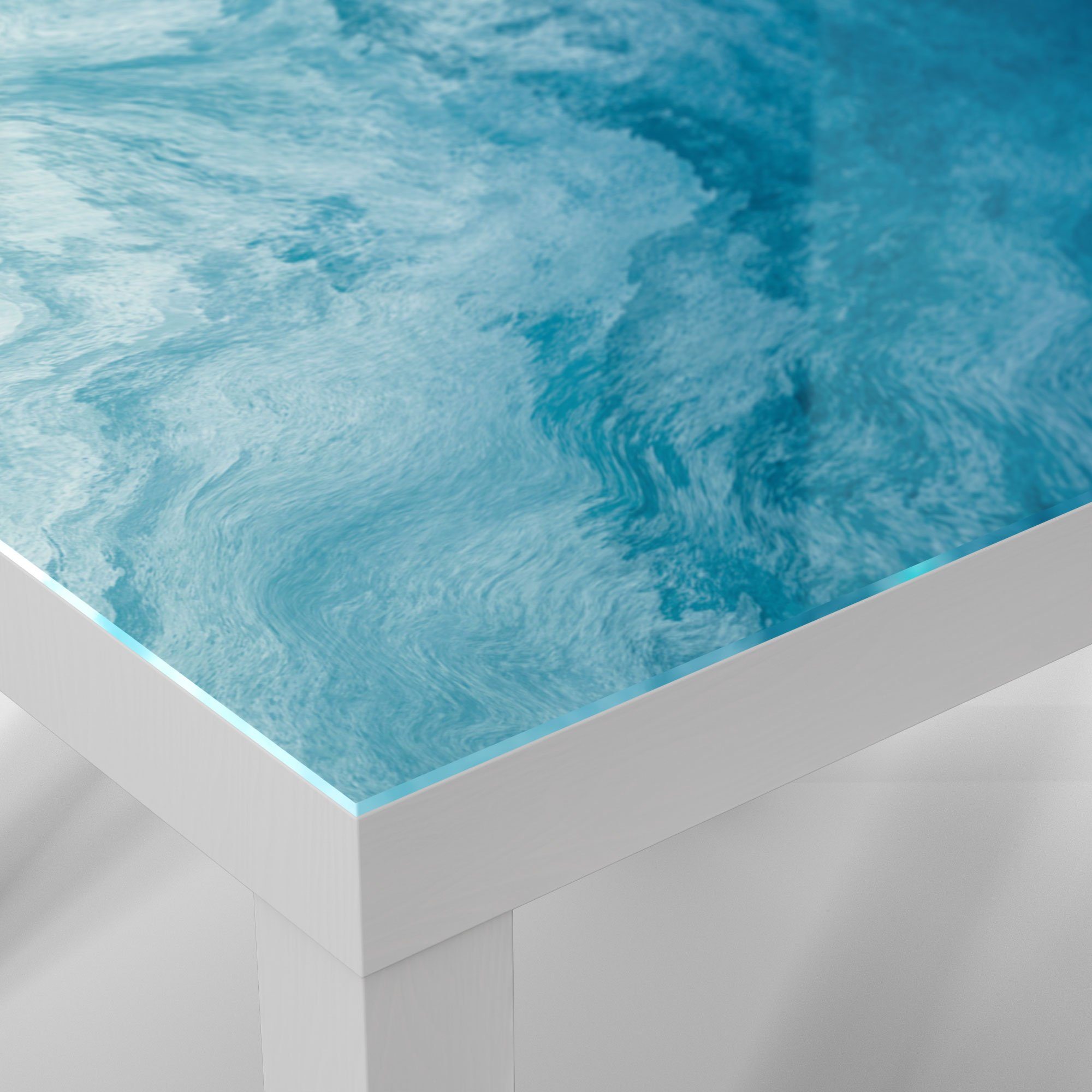 DEQORI Couchtisch 'Aufgewühlte Wellen', modern Glas Weiß Beistelltisch Glastisch