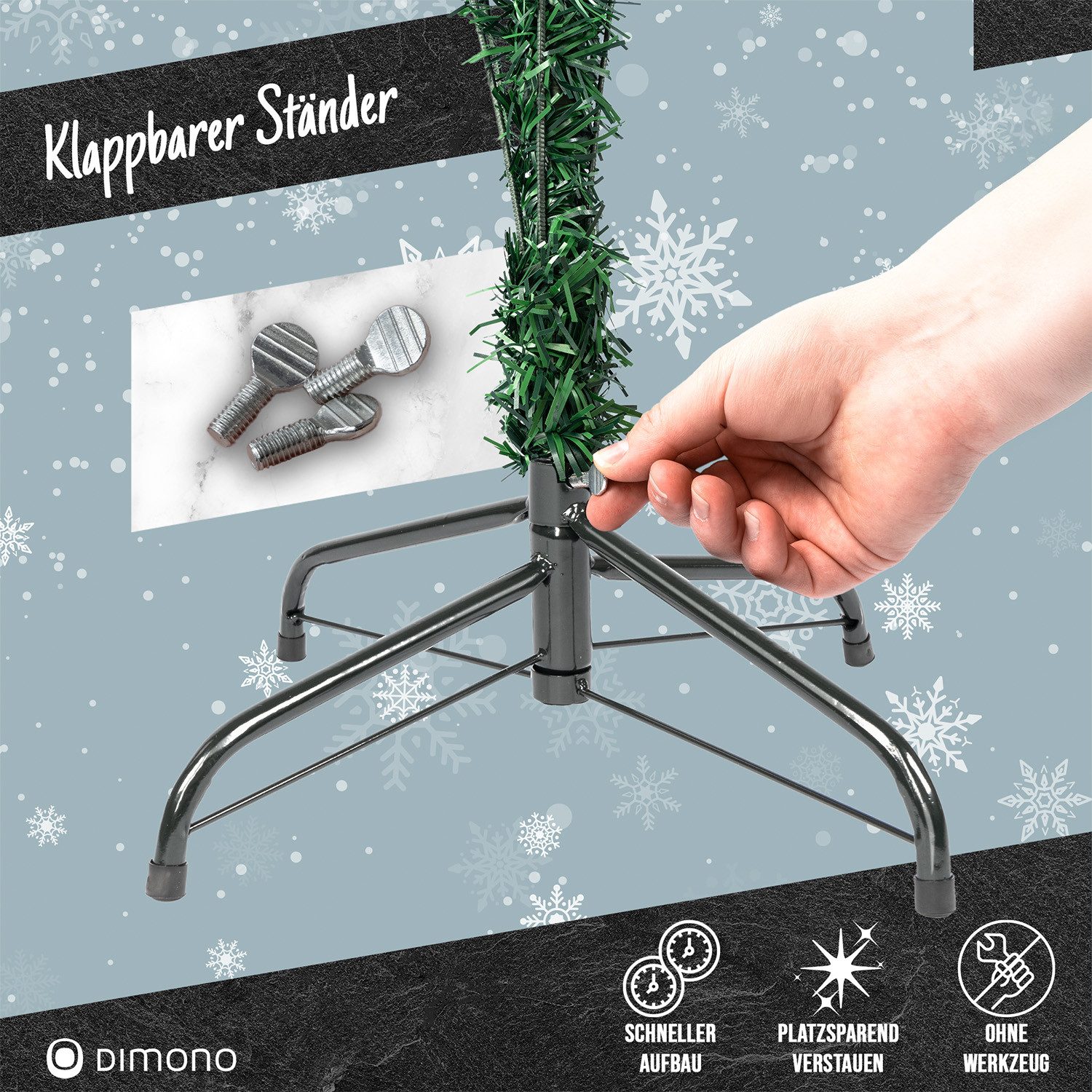 Dimono Künstlicher Weihnachtsbaum DIMONO Künstlicher Weihnachtsbaum mit Stecksystem – Dekorativer Baum, Christbaum, Naturgetreuer Tannenbaum mit wunderschönen B – Bild 5 von 5