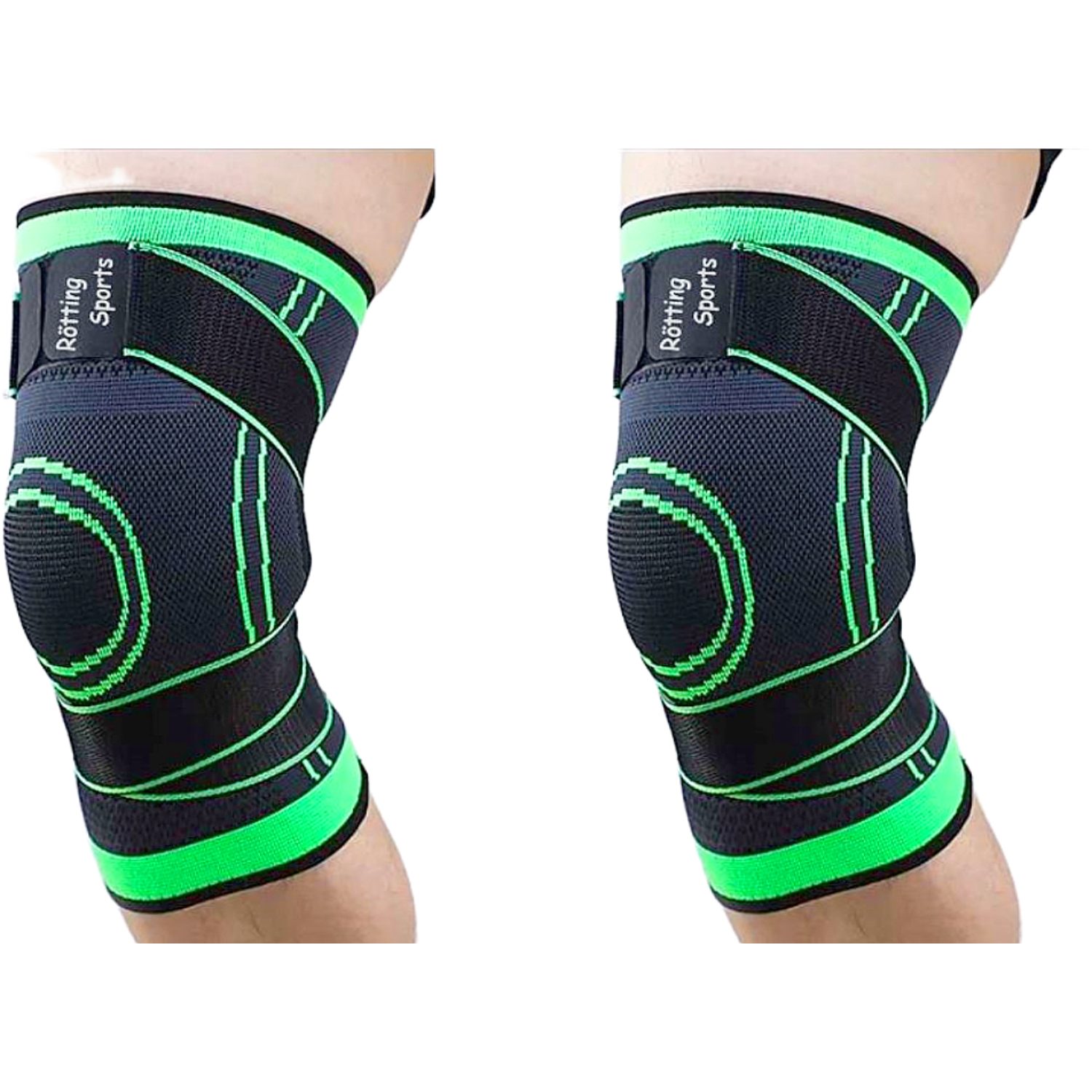 Rötting Design Kniebandage Rötting Sports 2 Kniebandagen Sportbandage Kniestütze neongrün/schwarz
