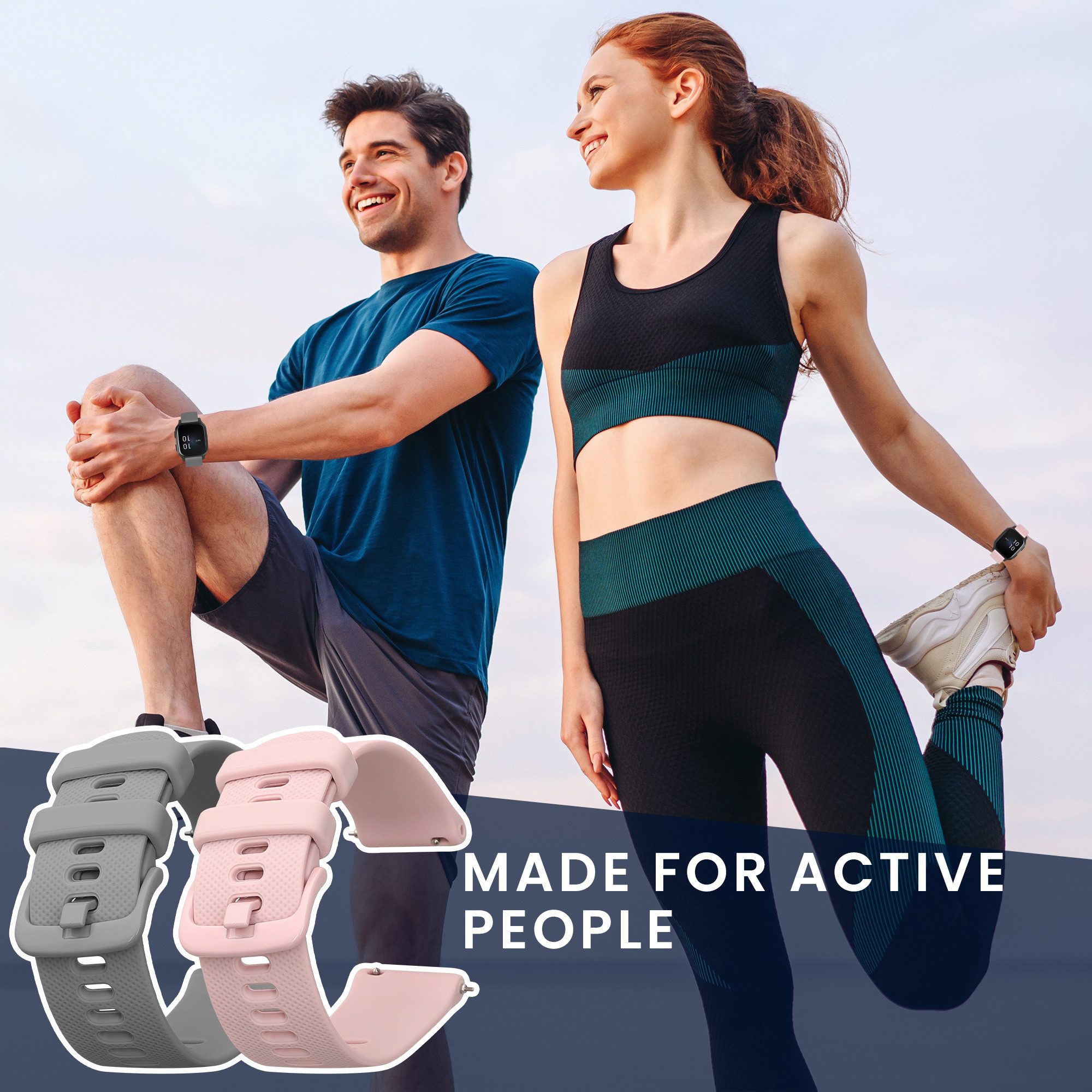 kwmobile Uhrenarmband 2x Uhrenarmband für Garmin Venu Sq 2 Music / Sq 2 / Vivoactive 6, Fitnesstracker Band Set aus TPU Silikon - Ersatzarmband Smartwatch