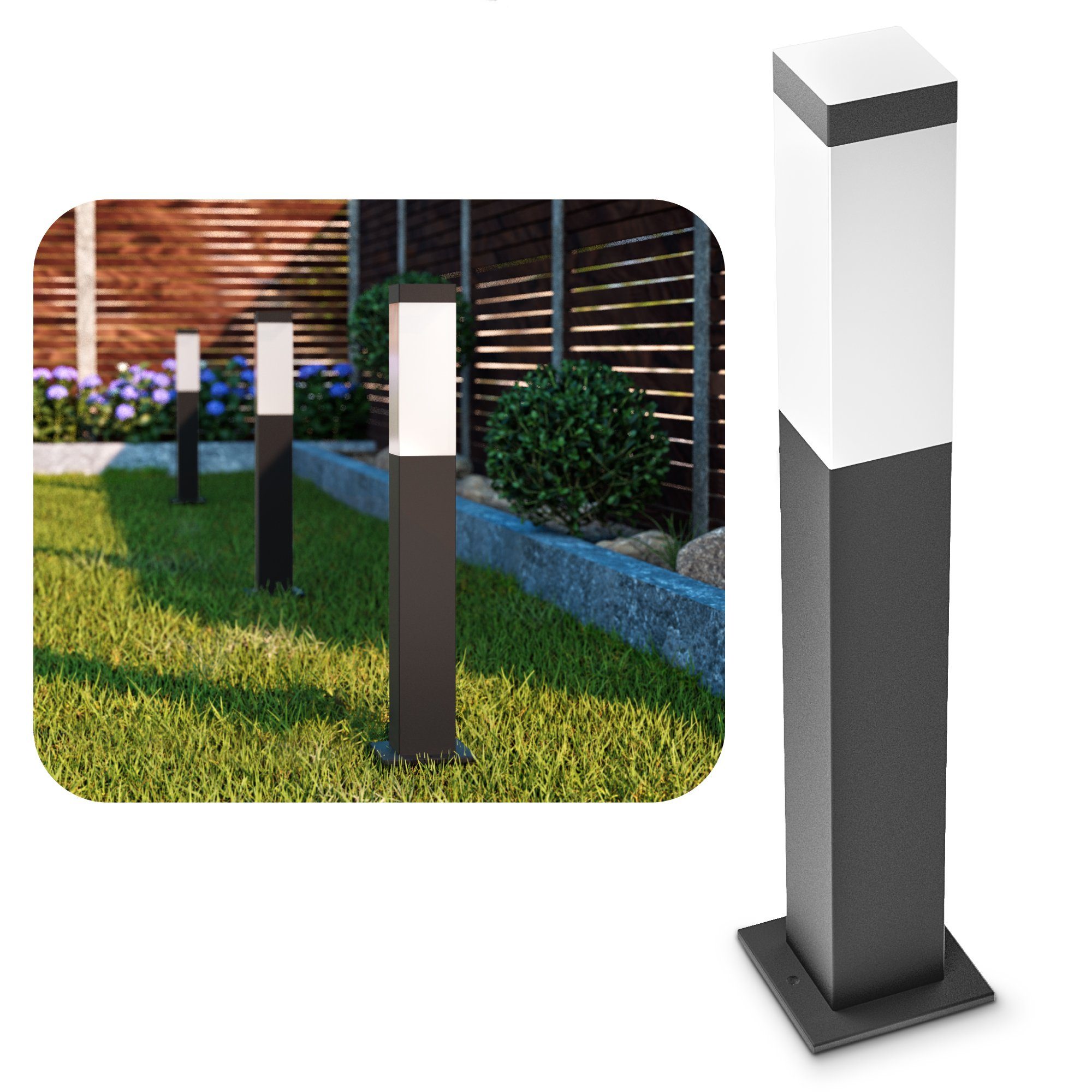 SSC-LUXon LED Gartenstrahler RADIVO Wegeleuchte Aussen in anthrazit Sockelleuchte mit E14 Fassung